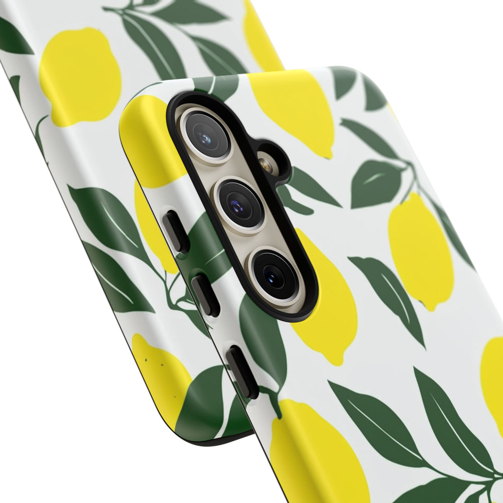 Lemon Pattern Tough Phone Case — Bright Citrus Protective Cover