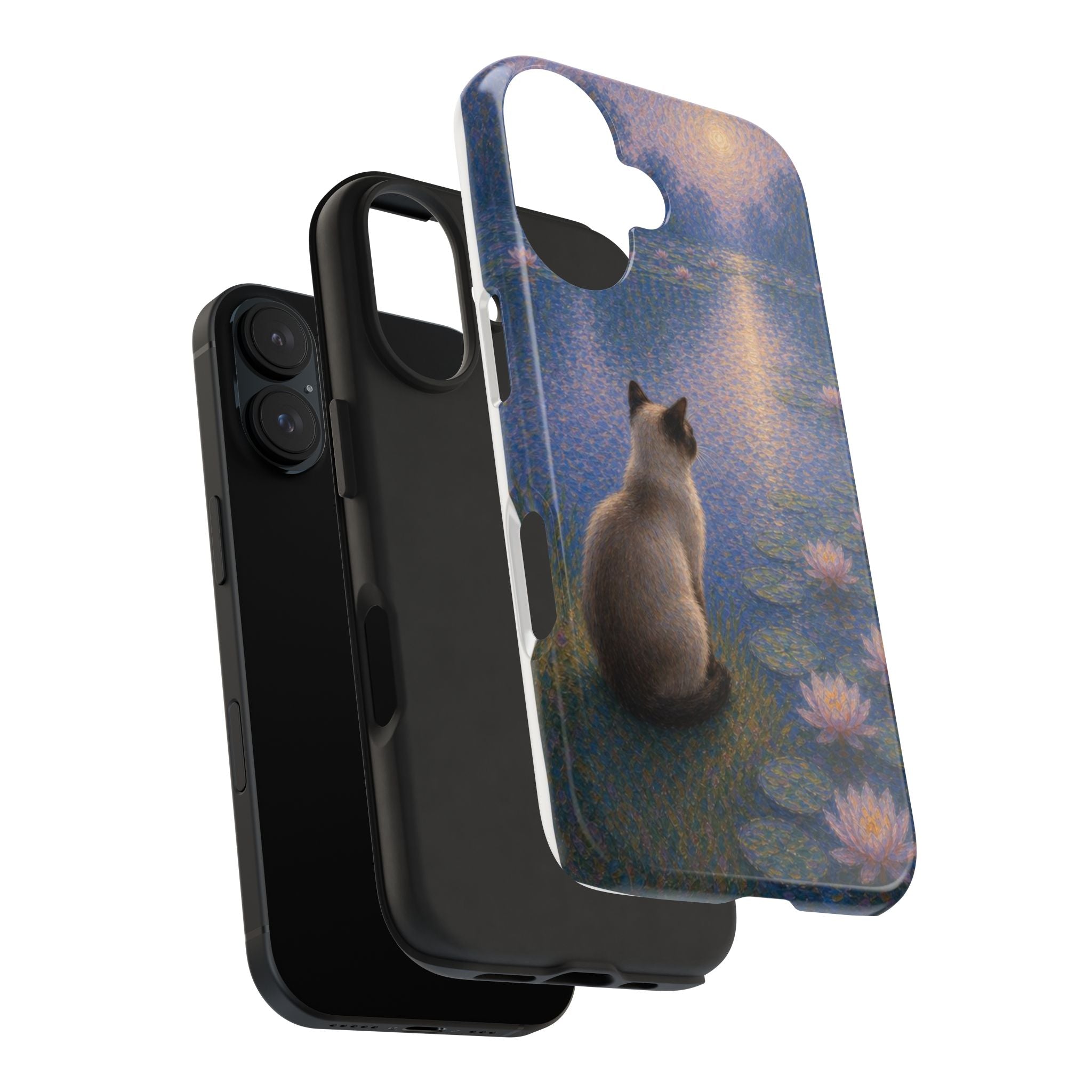 Siamese Cat by Moonlight Tough Phone Case – Waterlily Dream Protective Cover