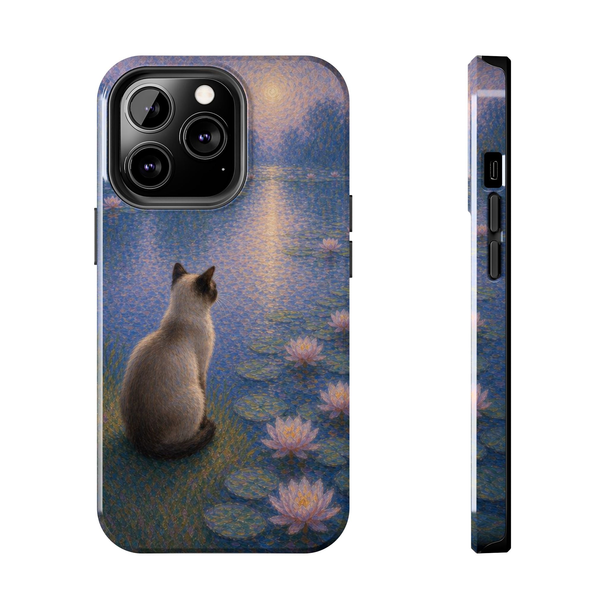 Siamese Cat by Moonlight Tough Phone Case – Waterlily Dream Protective Cover