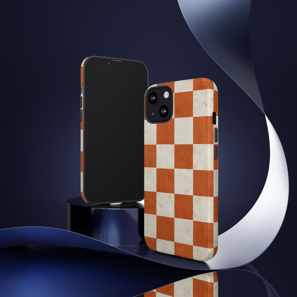Vintage Orange Checkerboard Tough Phone Case