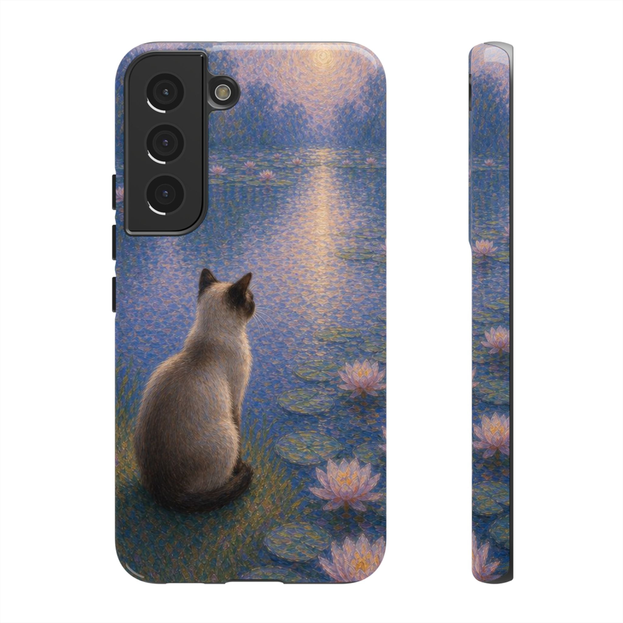 Cat Moonlight Phone Case — Serene Siamese by Lily Pond