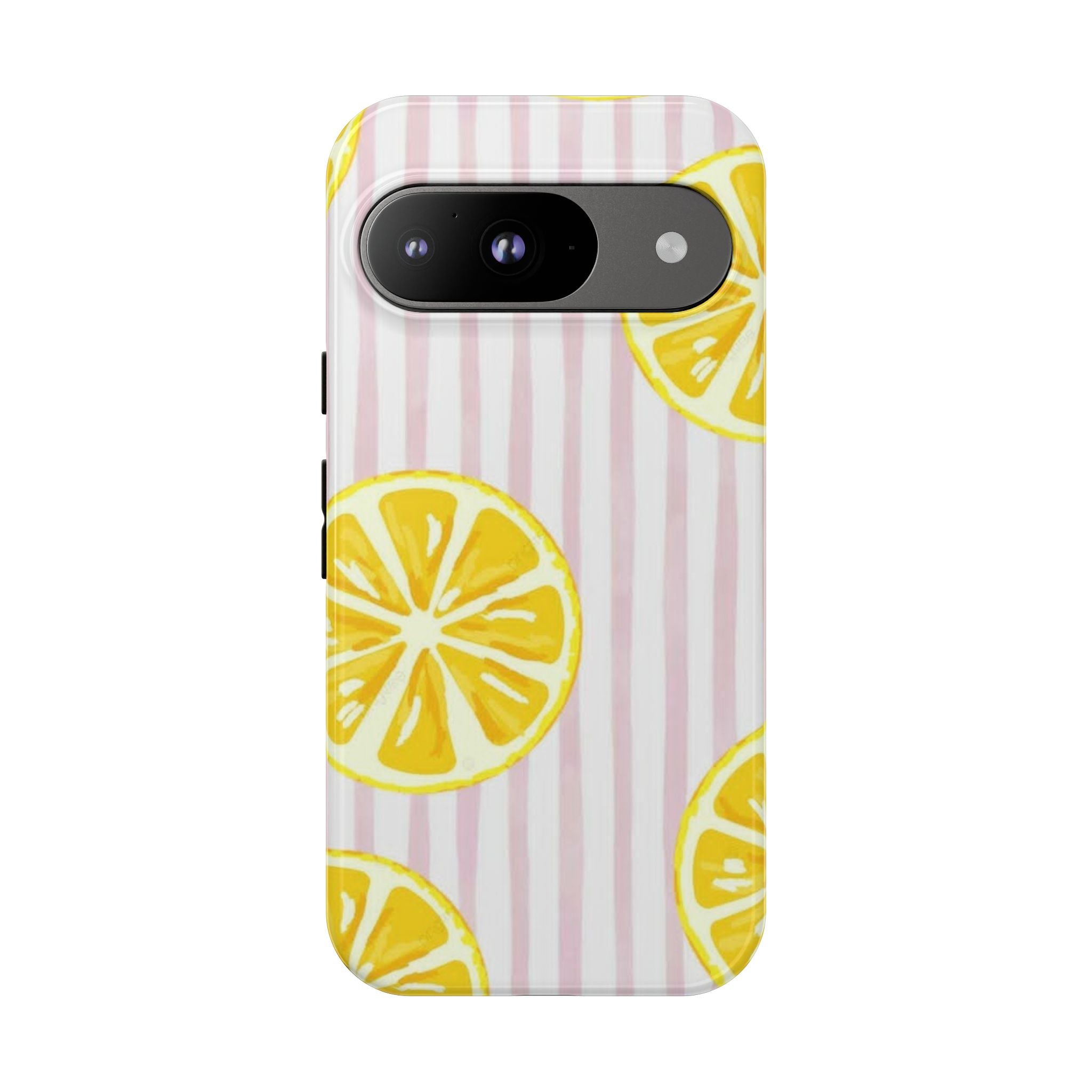 Lemon Slices Tough Case — Cute Pink Stripe Phone Cover