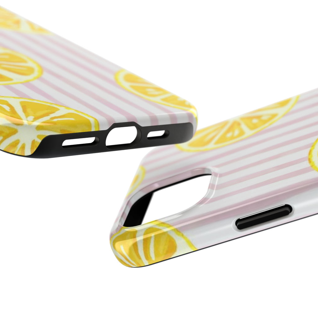 Lemon Slice Tough Phone Case — Pink Stripe Summer Protective Cover