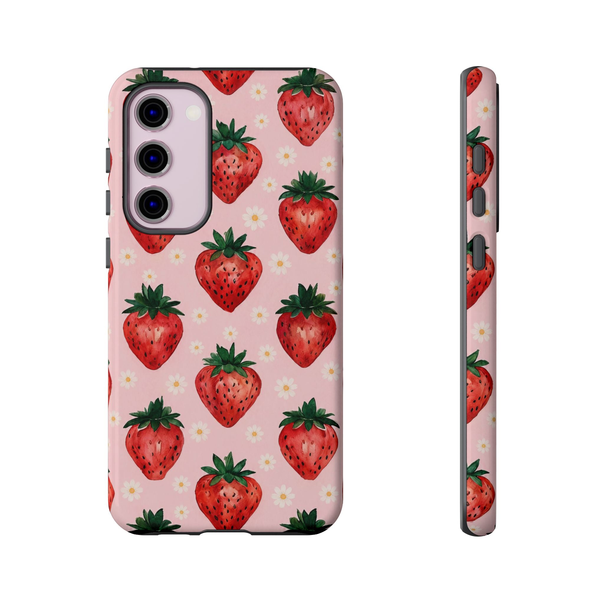 Strawberry Pattern Tough Case — Cute Pink Fruit Phone Case