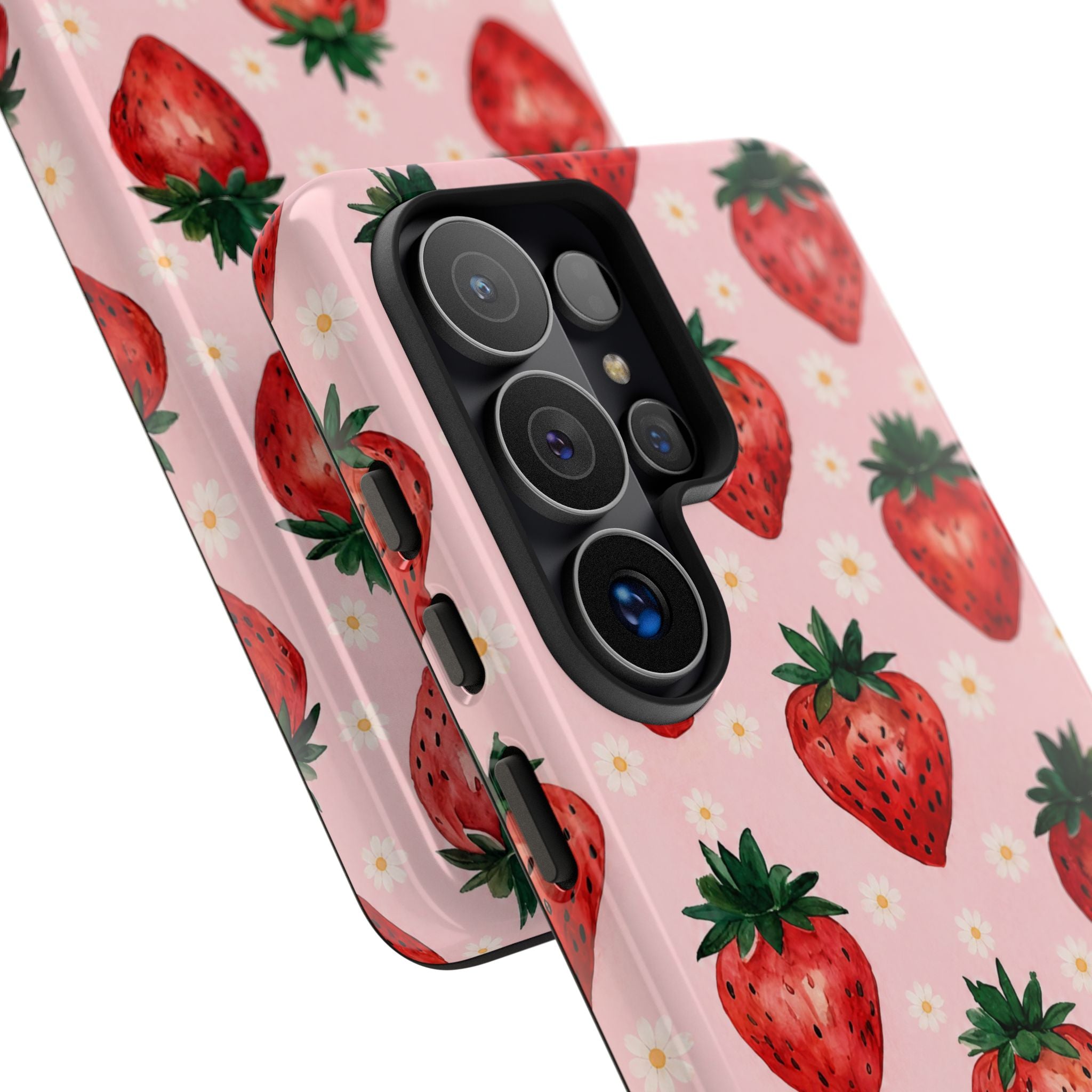 Strawberry Pattern Tough Case — Cute Pink Fruit Phone Case