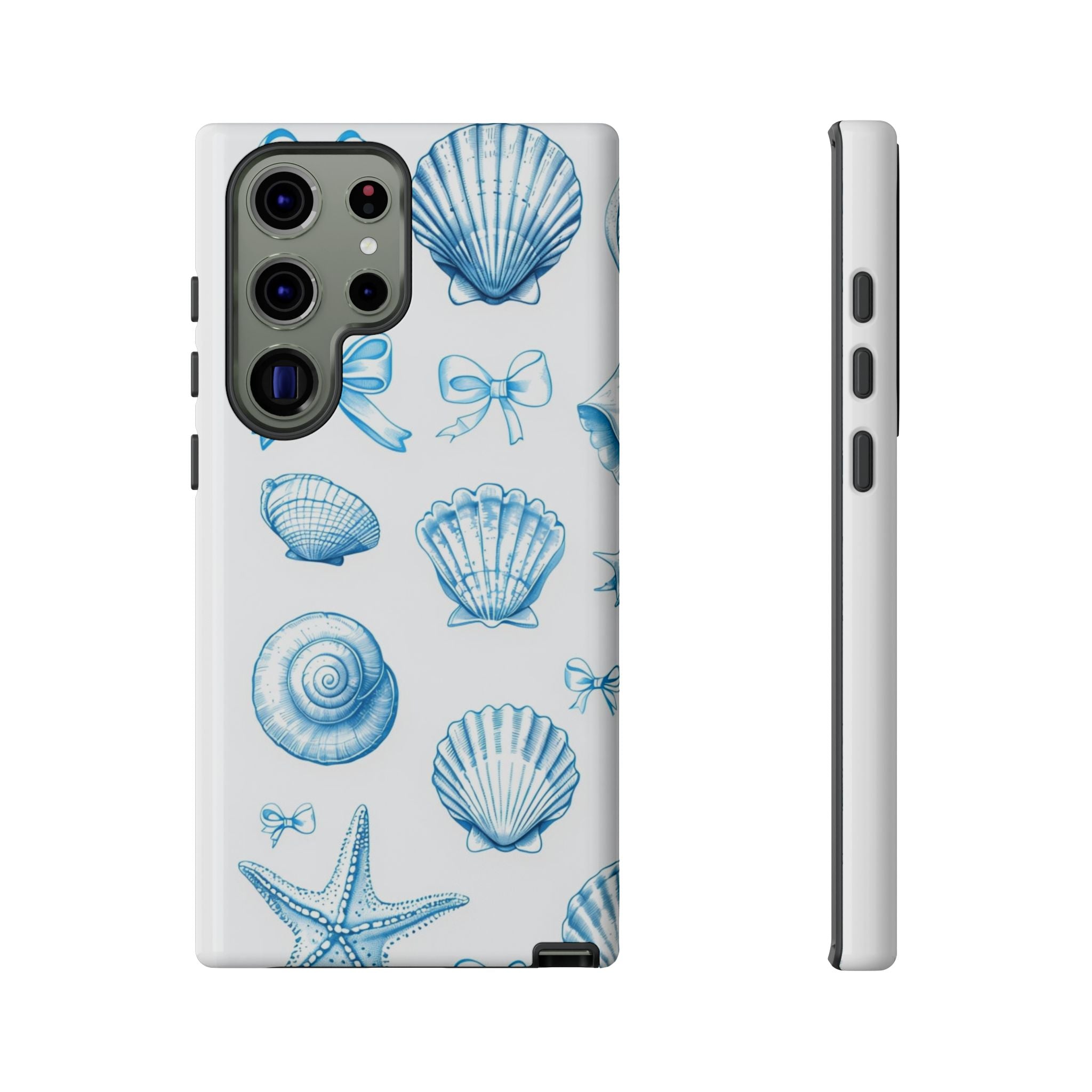 Seaside Shells Phone Case — Blue Nautical Shell & Starfish Pattern