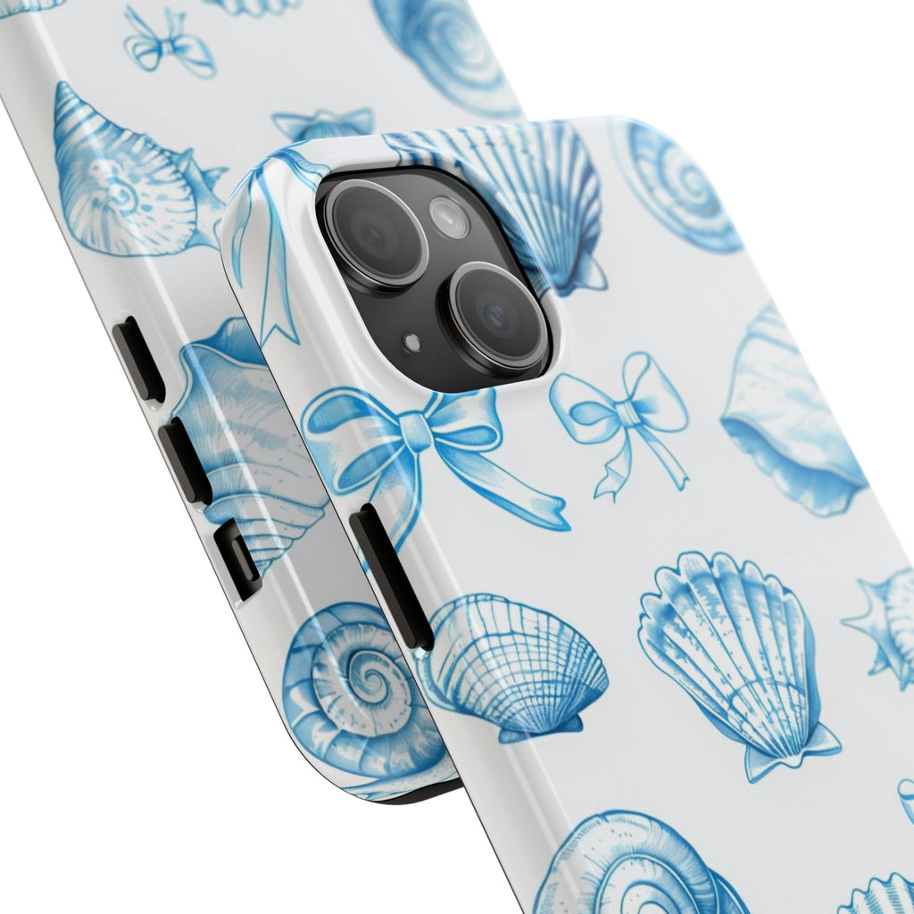 Seashell Blue Tough Phone Case – Coastal Shell Pattern Protective Cover
