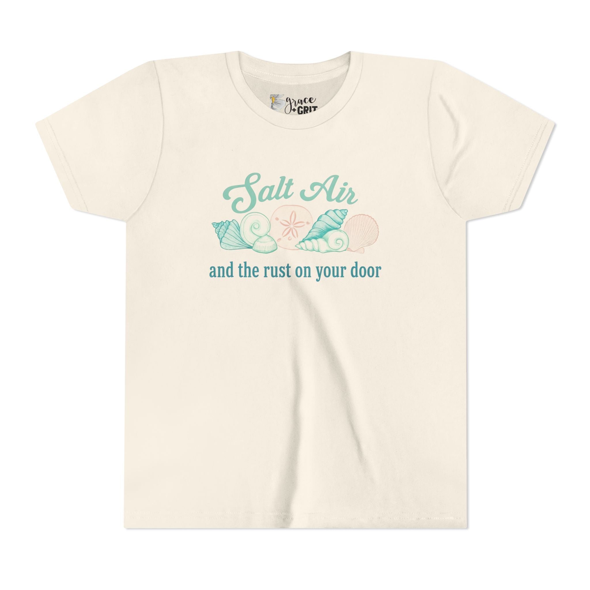 Salt Air seashells and the rust on your door Youth Tee | beach coastal design