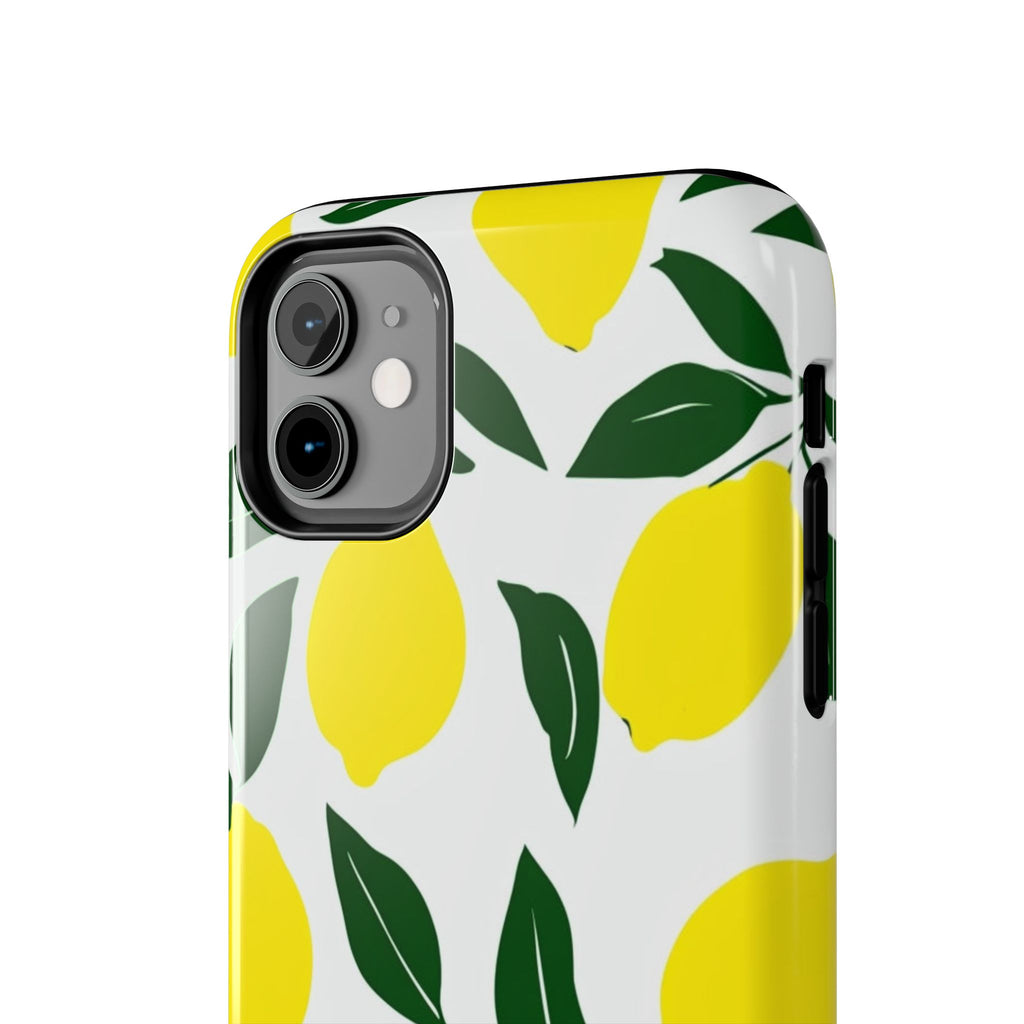 Lemon Pattern Tough Phone Case — Bright Citrus Protective Phone Cover