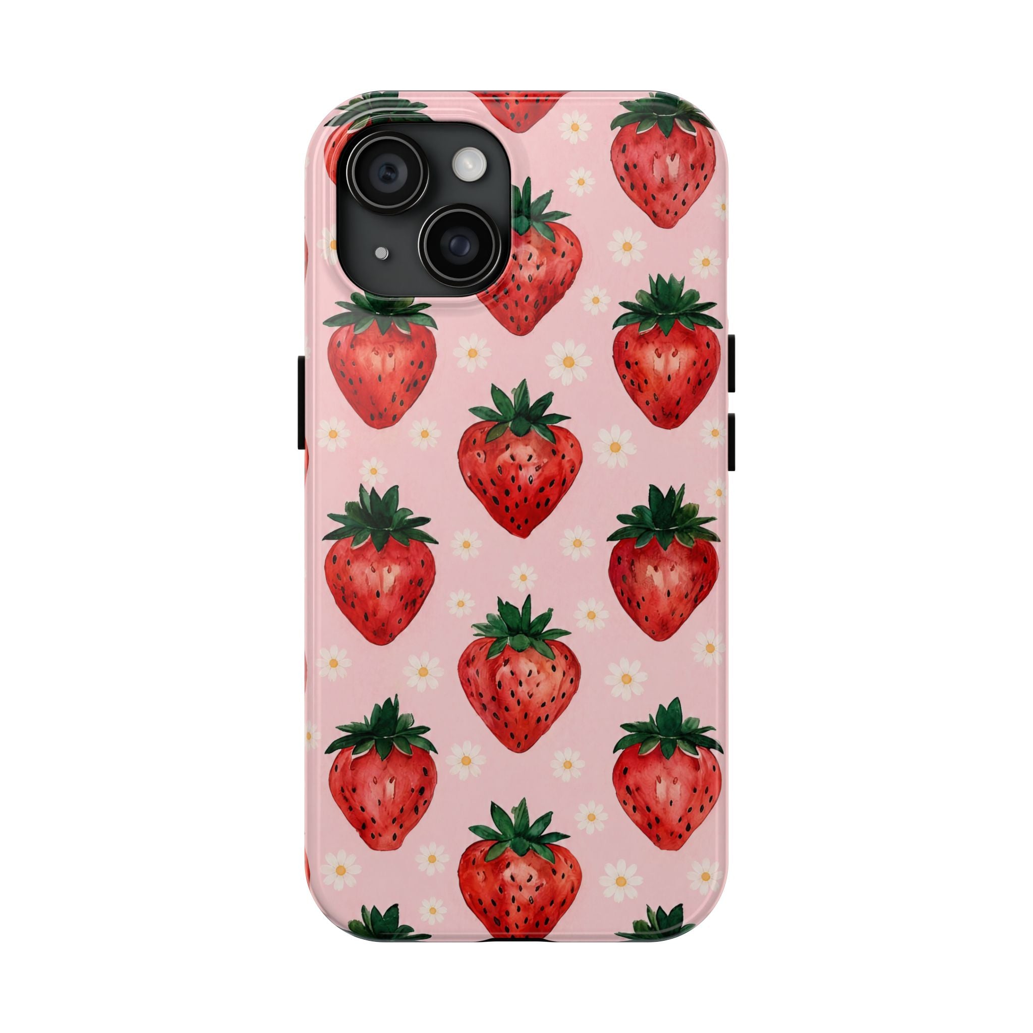 Strawberry Pattern Tough Phone Case — Cute Pink Fruit iPhone/Android Protection
