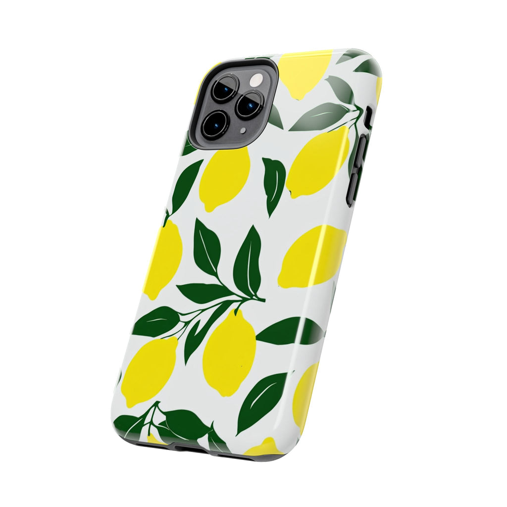 Lemon Pattern Tough Phone Case — Bright Citrus Protective Phone Cover