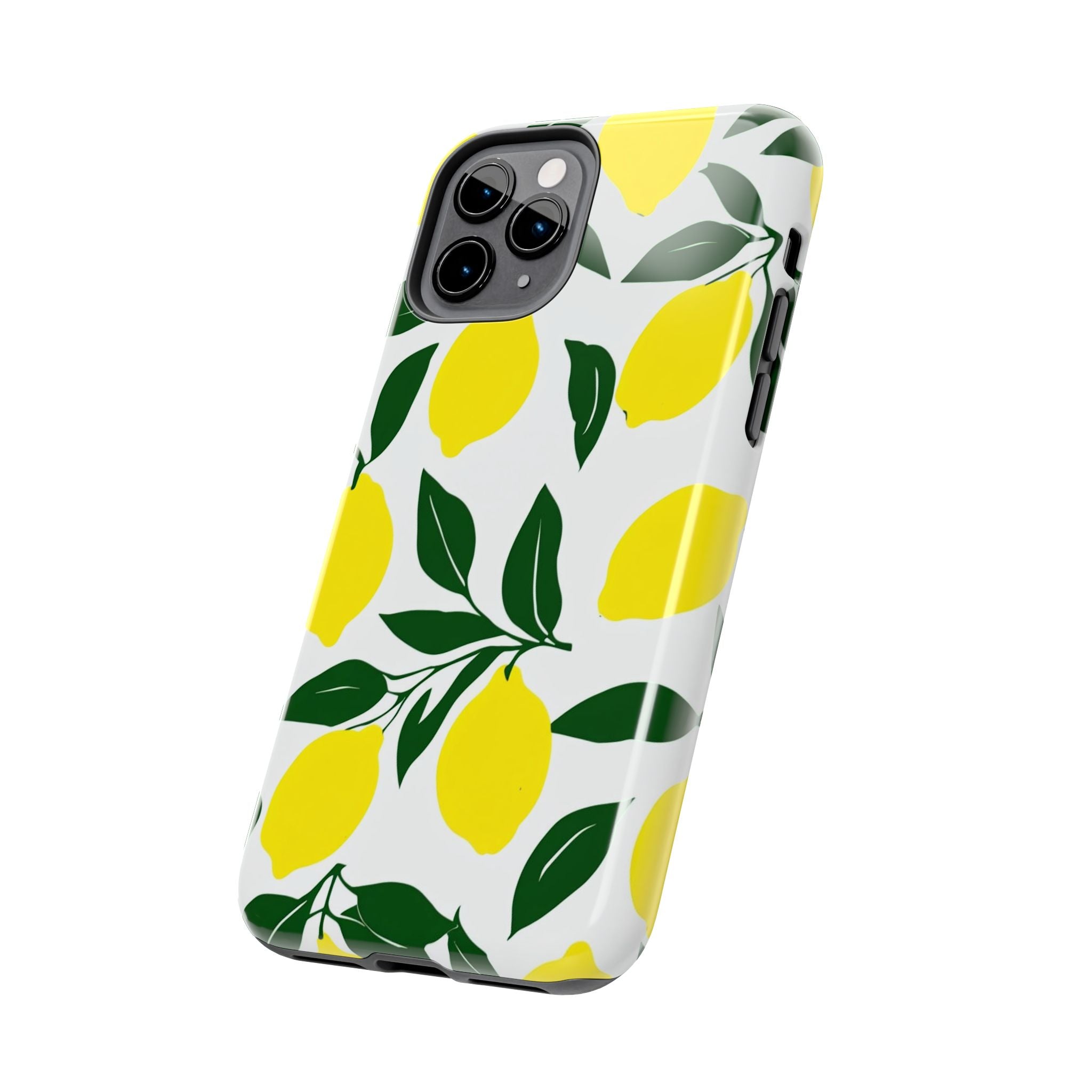 Lemon Pattern Tough Phone Case — Bright Citrus Protective Phone Cover