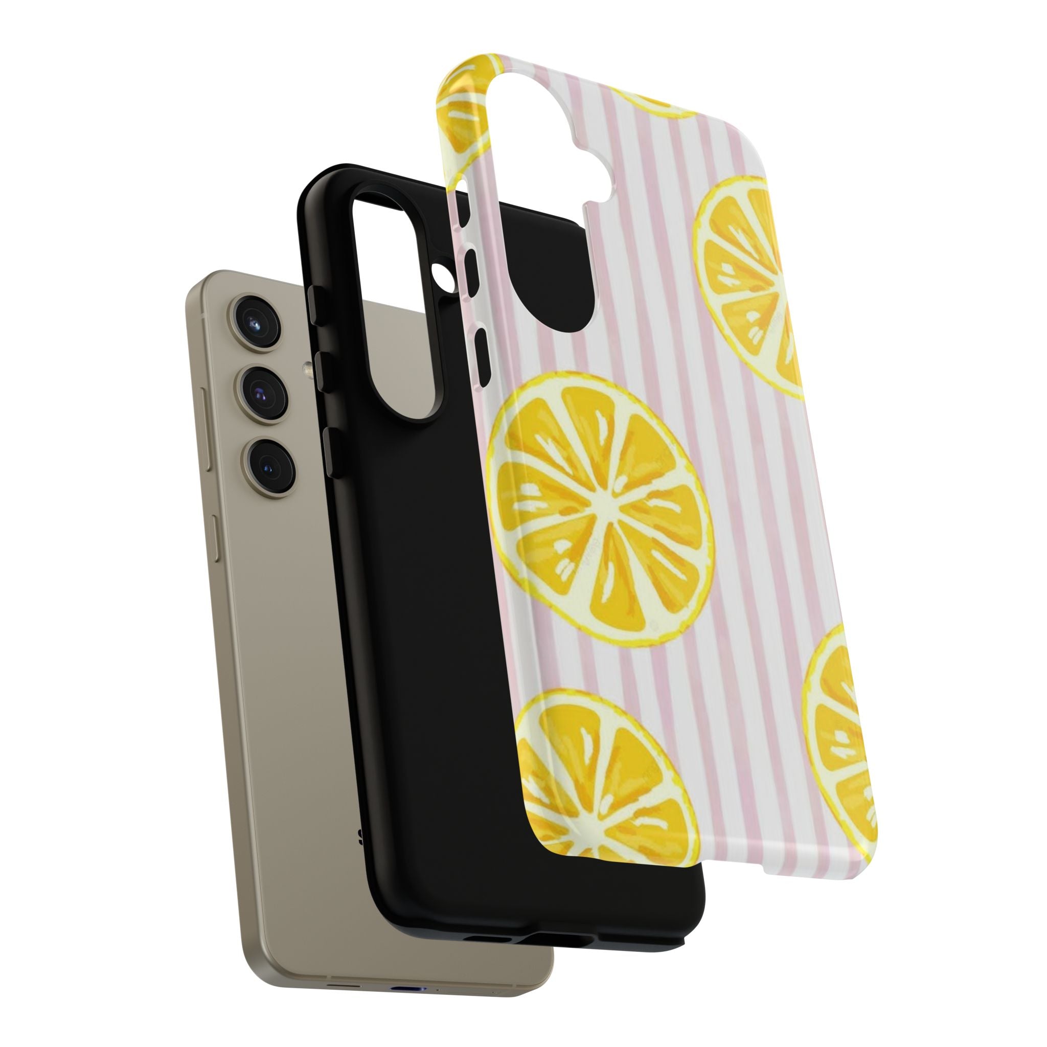 Lemon Slices Tough Case — Cute Pink Stripe Phone Cover