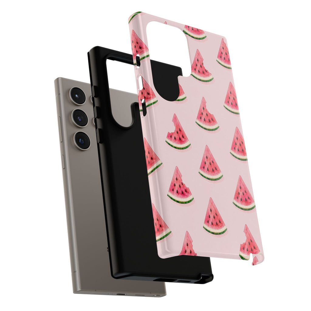 Watermelon Pattern Tough Phone Case — Pink Fruit Slice Protective Case