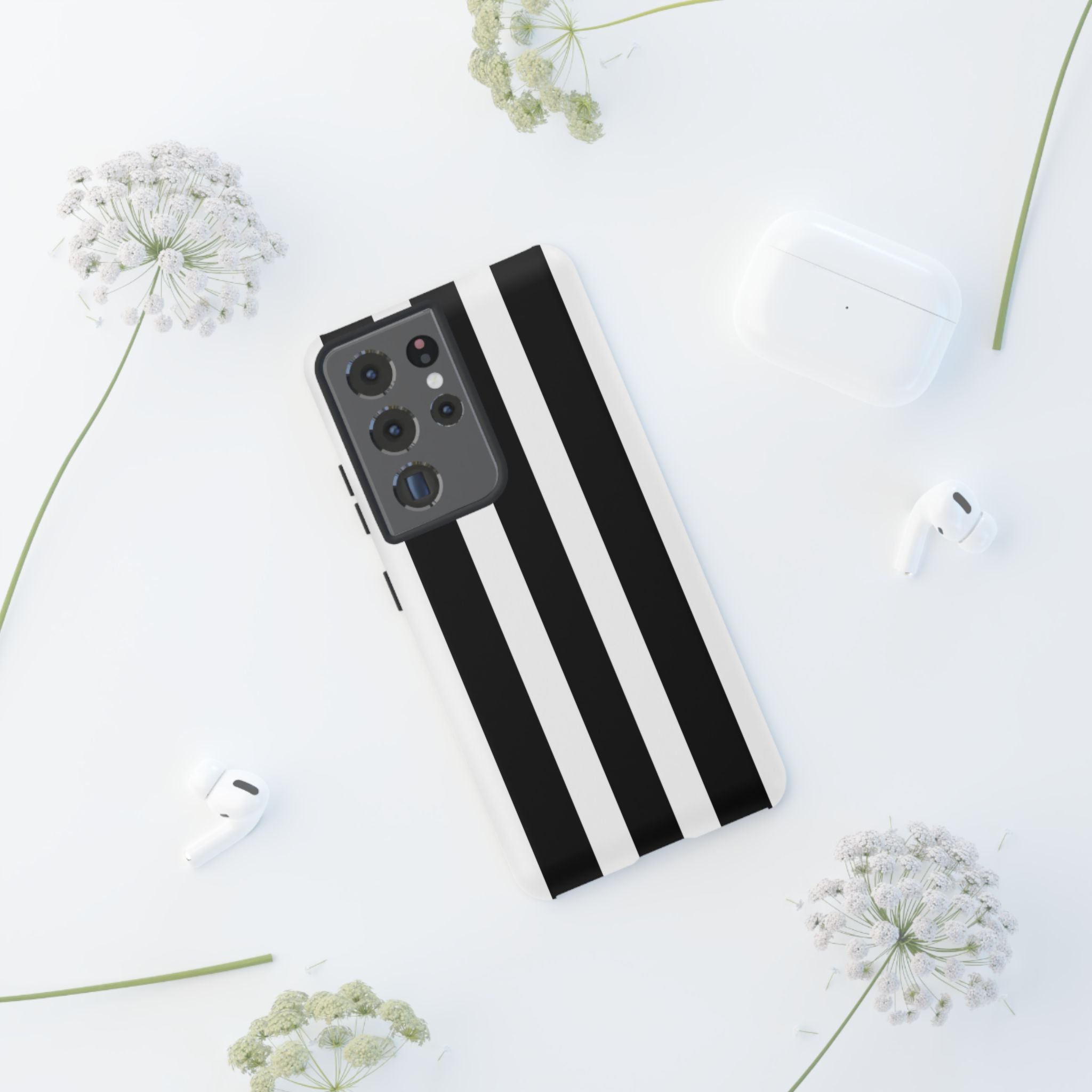 Black & White Vertical Stripe Phone Case — Tough Protective iPhone Cover