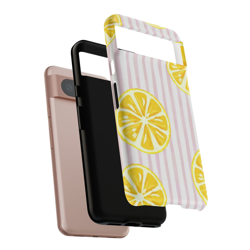 Lemon Slices Tough Case — Cute Pink Stripe Phone Cover