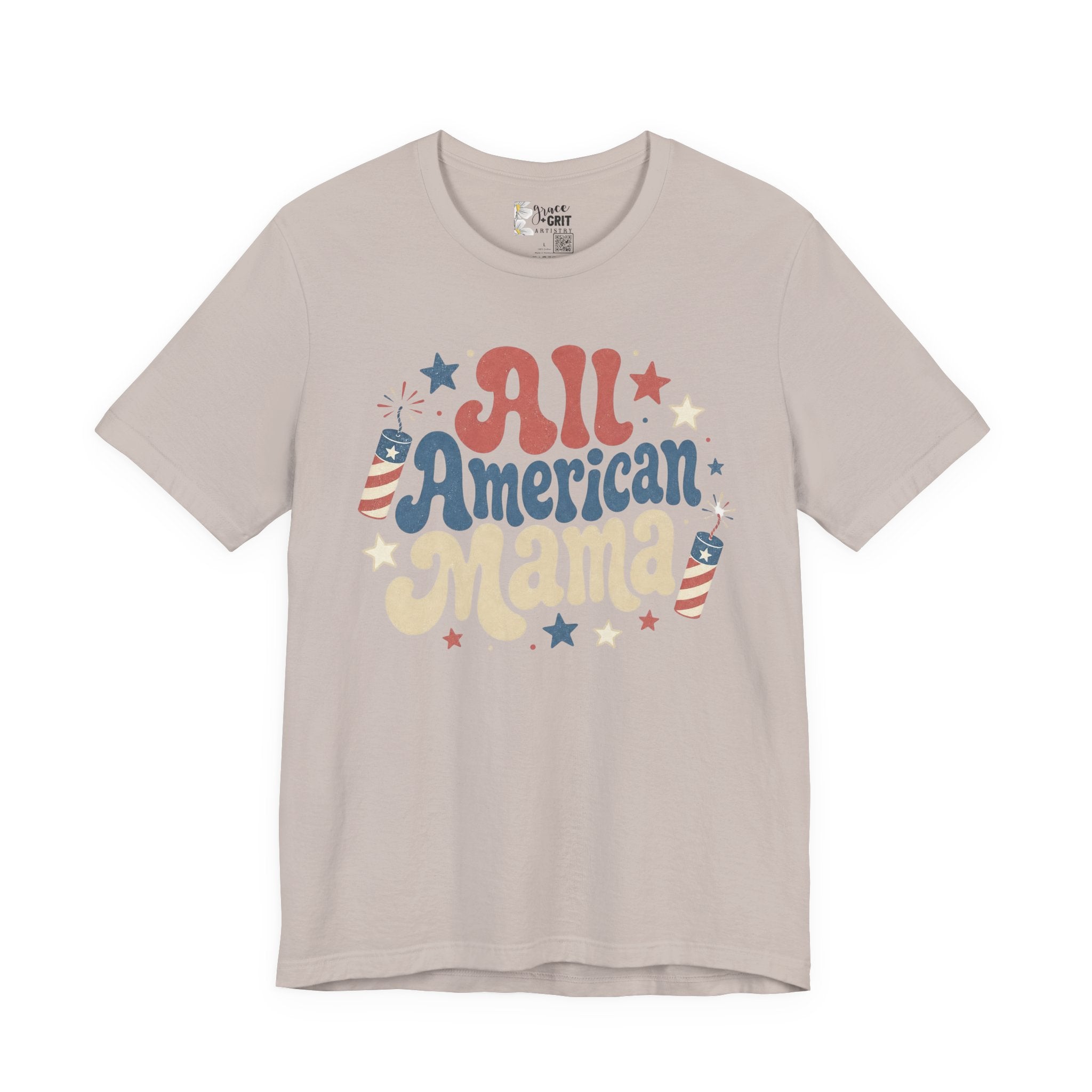 All American Mama T-Shirt – Vintage Patriotic Mom Tee (4th of July)