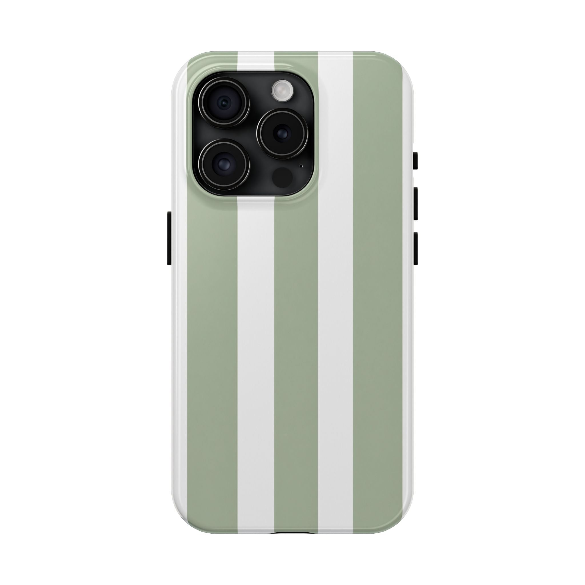Sage & White Striped Tough Phone Case — Durable Protective Phone Cover
