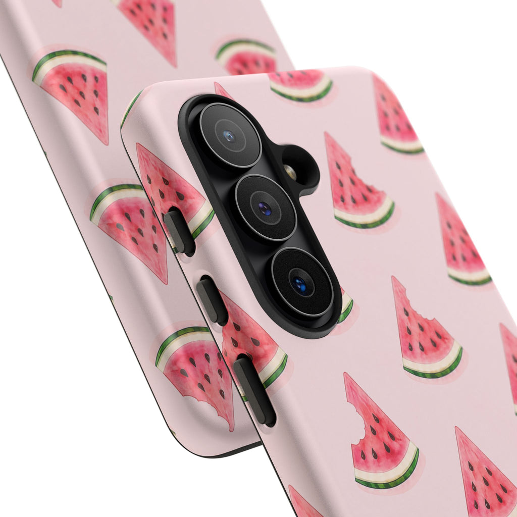 Watermelon Pattern Tough Phone Case — Pink Fruit Slice Protective Case