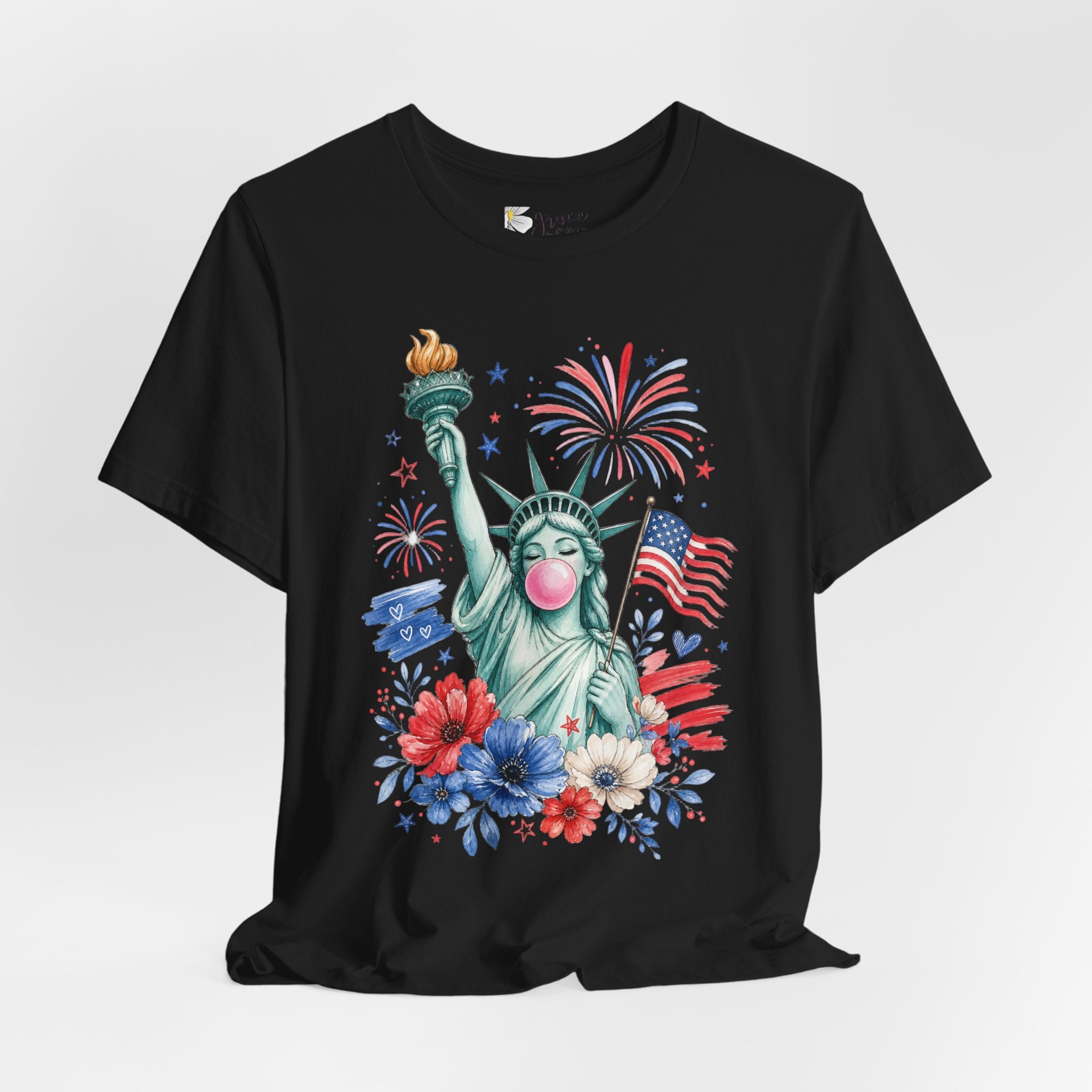 Statue of Liberty Bubblegum Tee — Patriotic 4th of July Graphic T-Shirt