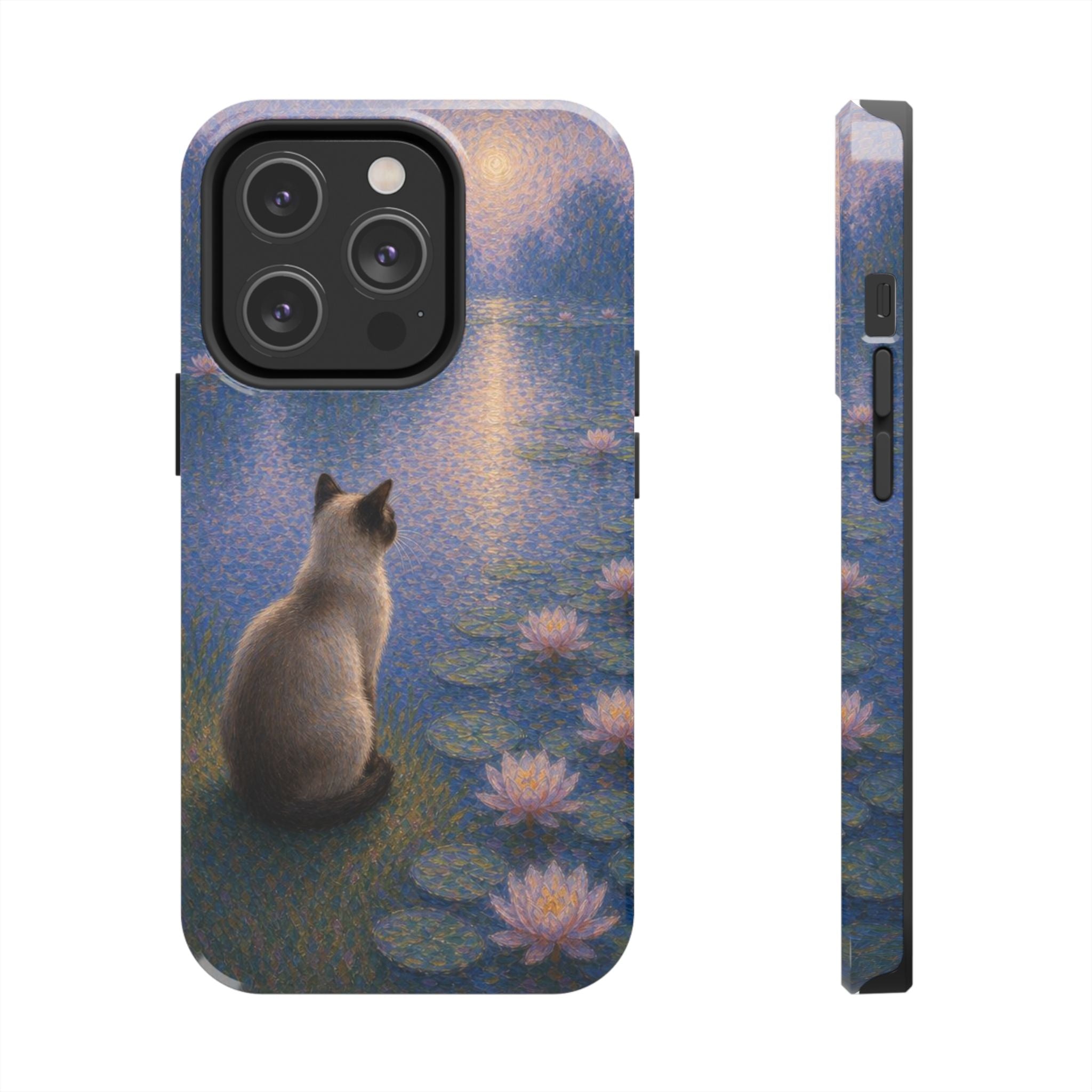 Siamese Cat by Moonlight Tough Phone Case – Waterlily Dream Protective Cover