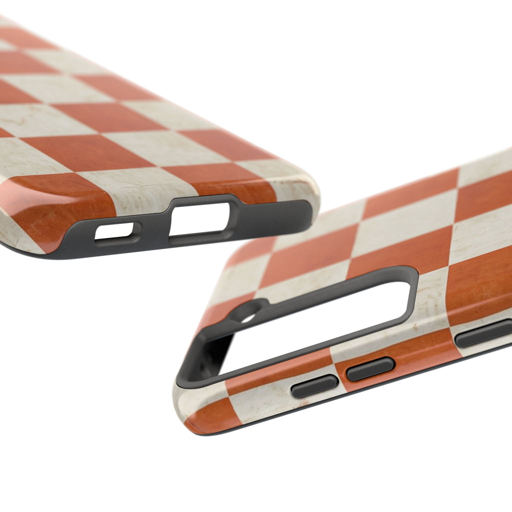 Orange and Cream Checkerboard Tough Phone Case