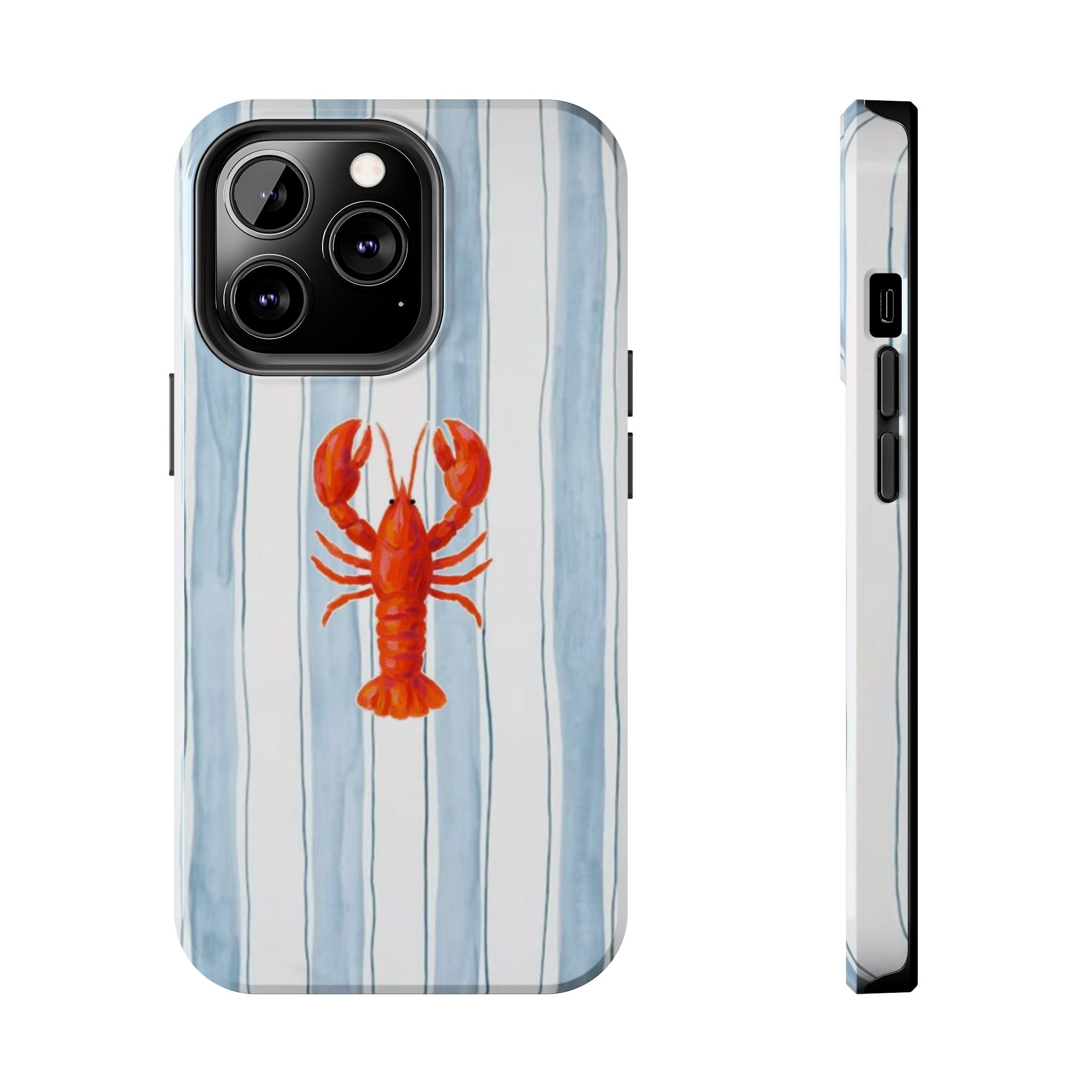 Lobster Stripe Tough Phone Case — Coastal Nautical Protective Cover