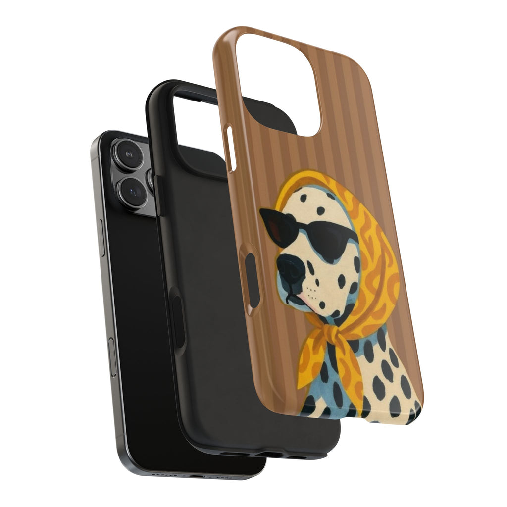 Dalmatian in Scarf Tough Phone Case — Retro Dog Print Protective Cover