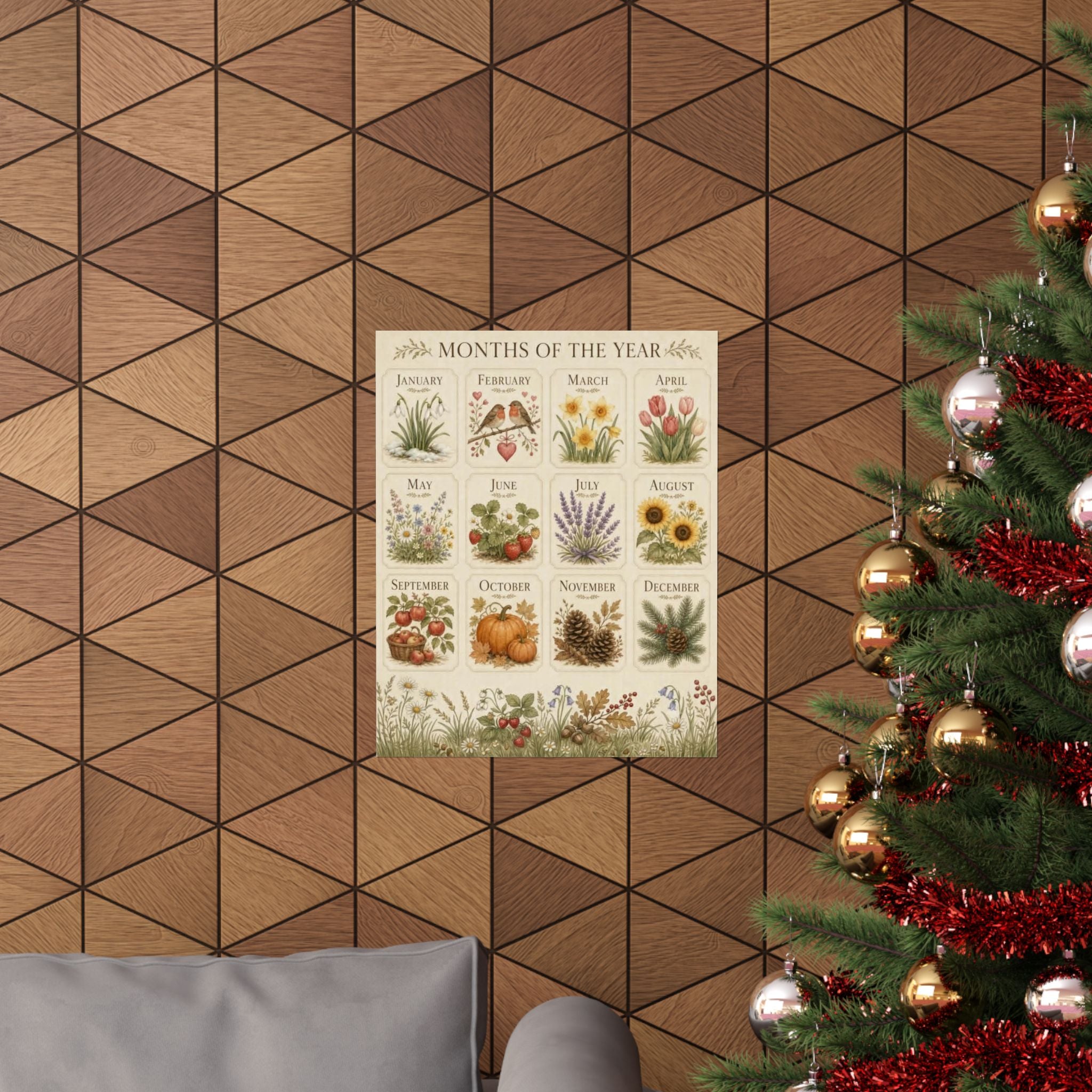 Months of the Year Botanical Poster