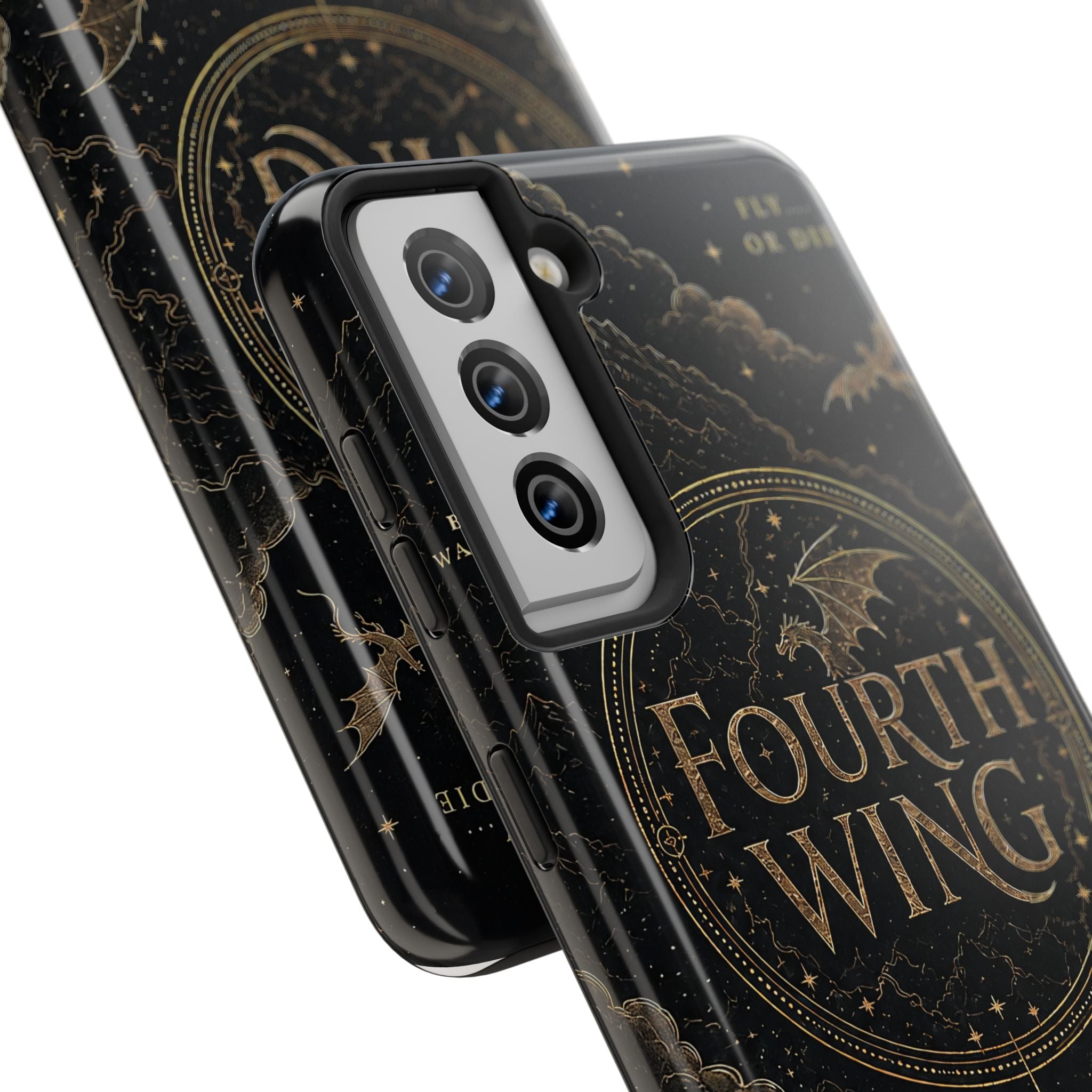 Fourth Wing Tough Phone Case — Dark Fantasy Dragon Design, 'Fly or Die' Quote