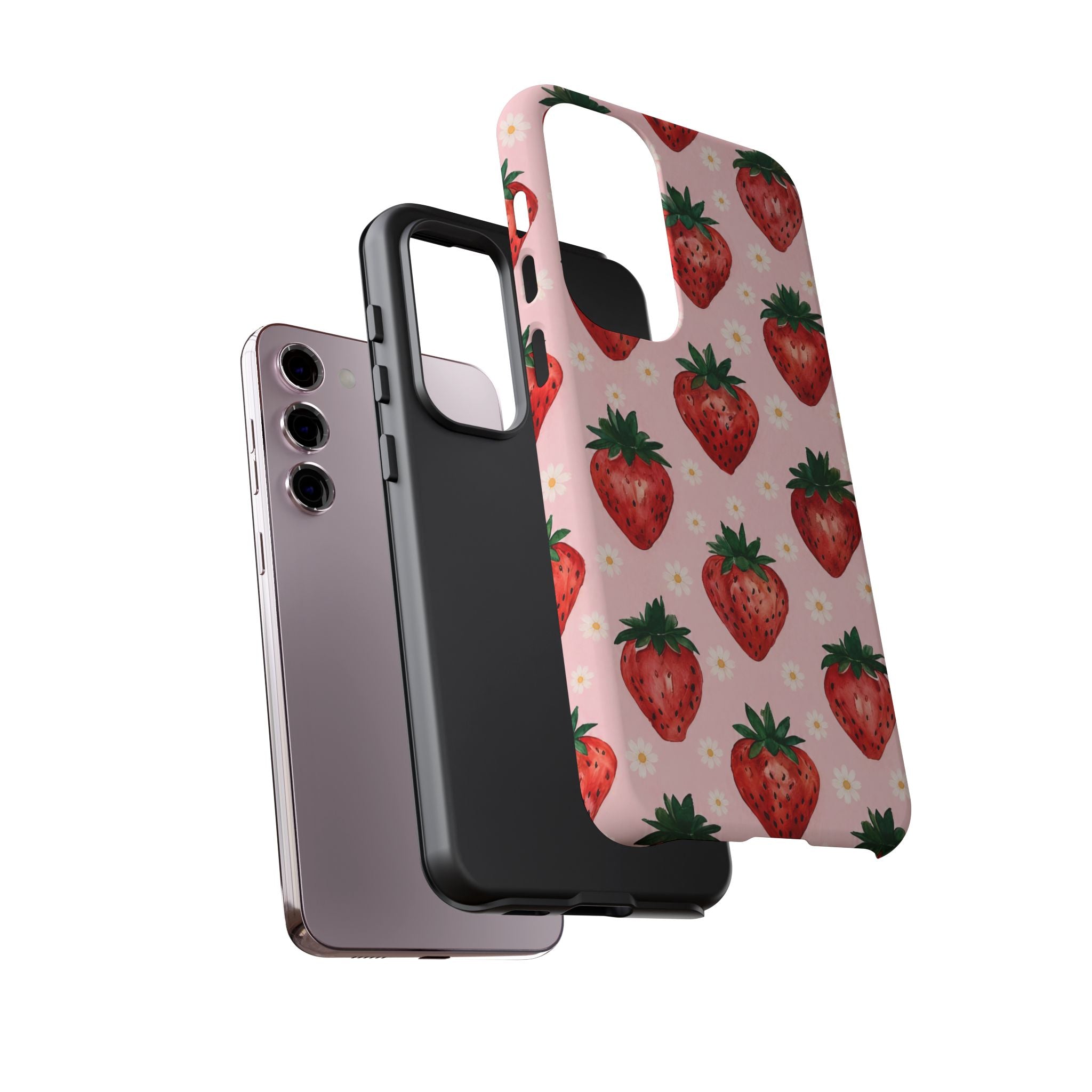 Strawberry Pattern Tough Case — Cute Pink Fruit Phone Case