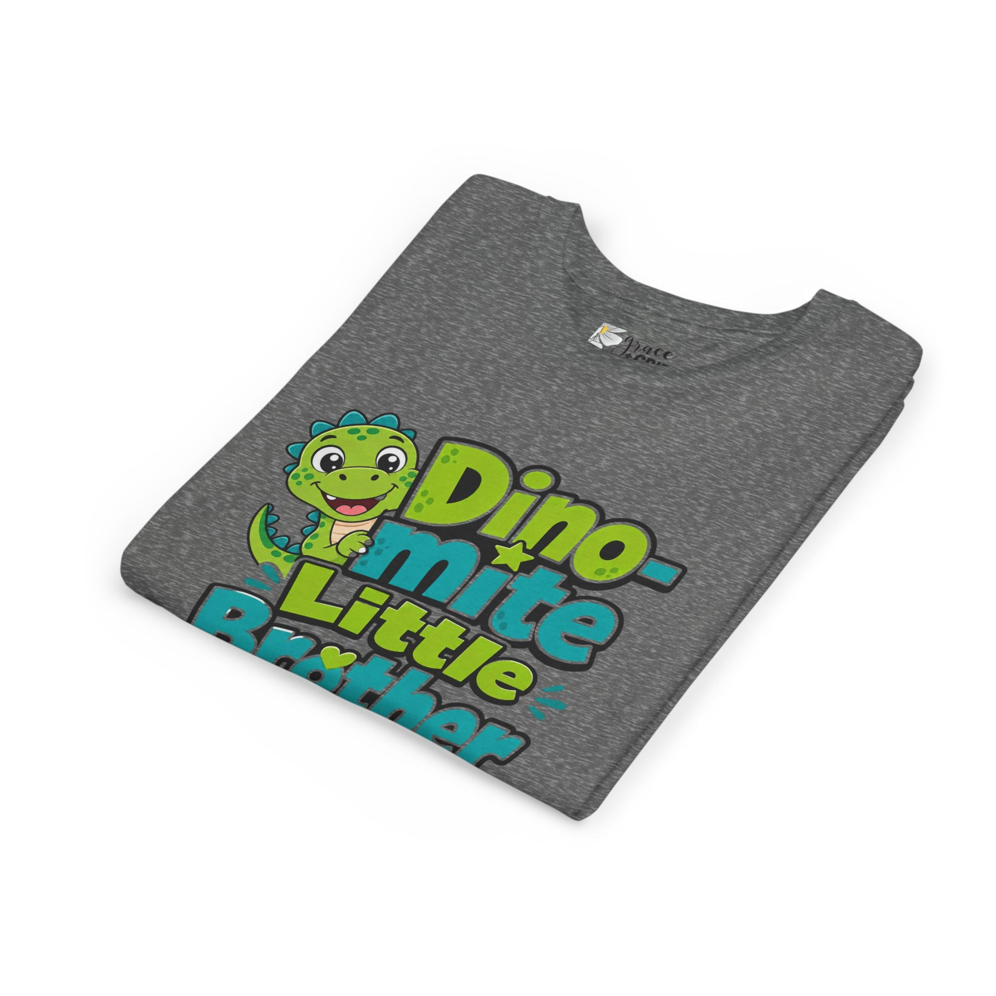Youth T‑Shirt — 'Dino-mite Little Brother' Cute Dino Graphic Tee
