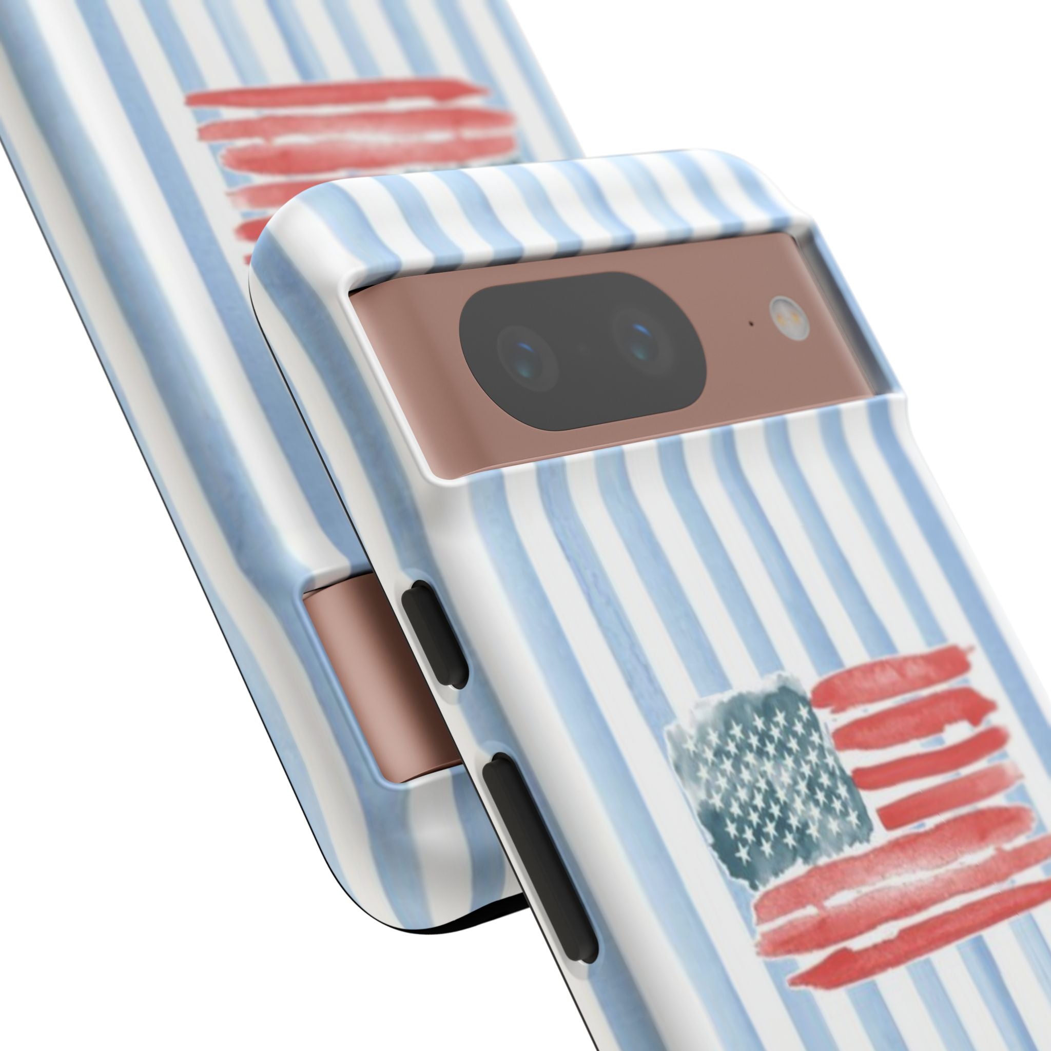 American Flag Watercolor Phone Case - Blue Stripe Tough Case