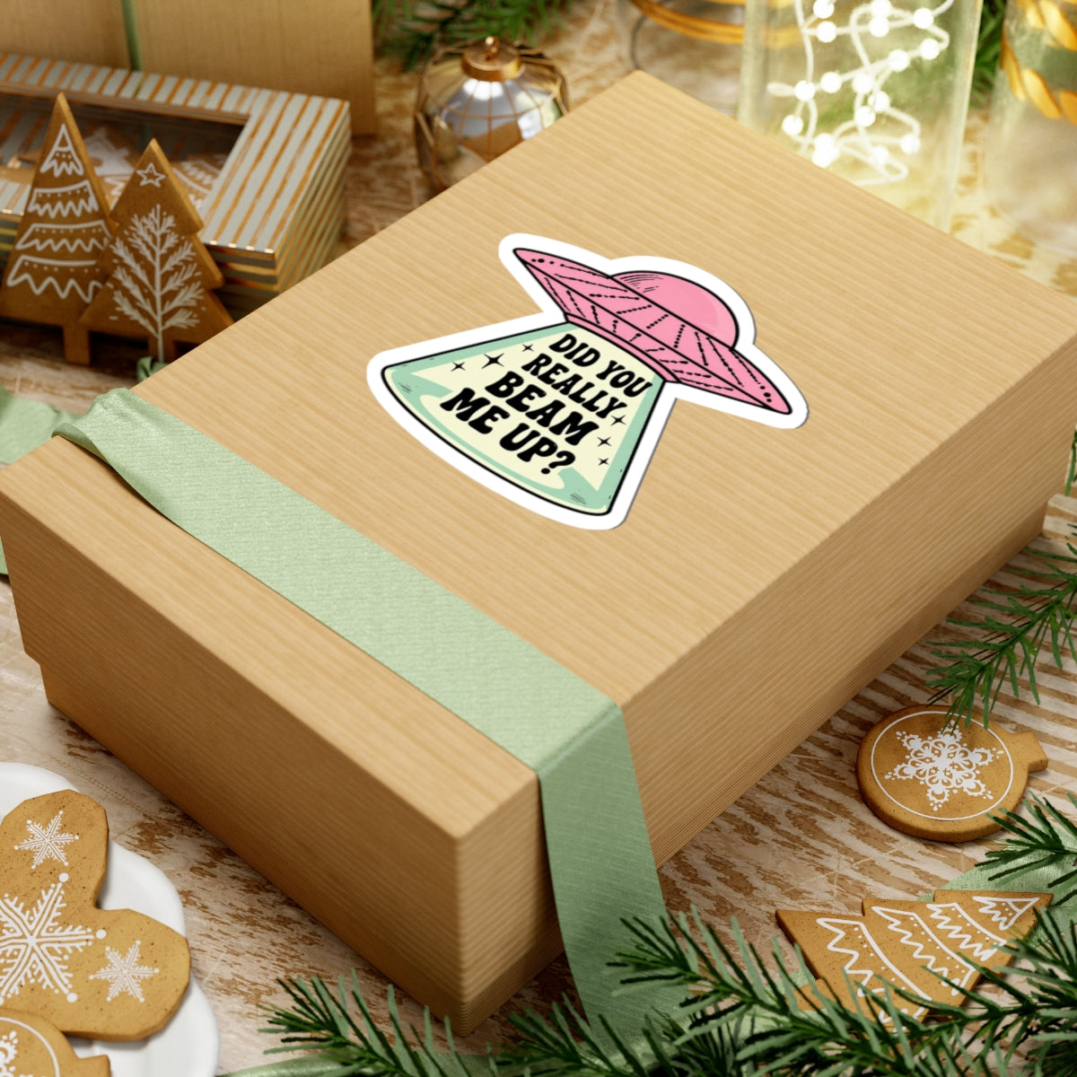 Did You Really Beam Me Up? UFO Kiss-Cut Sticker