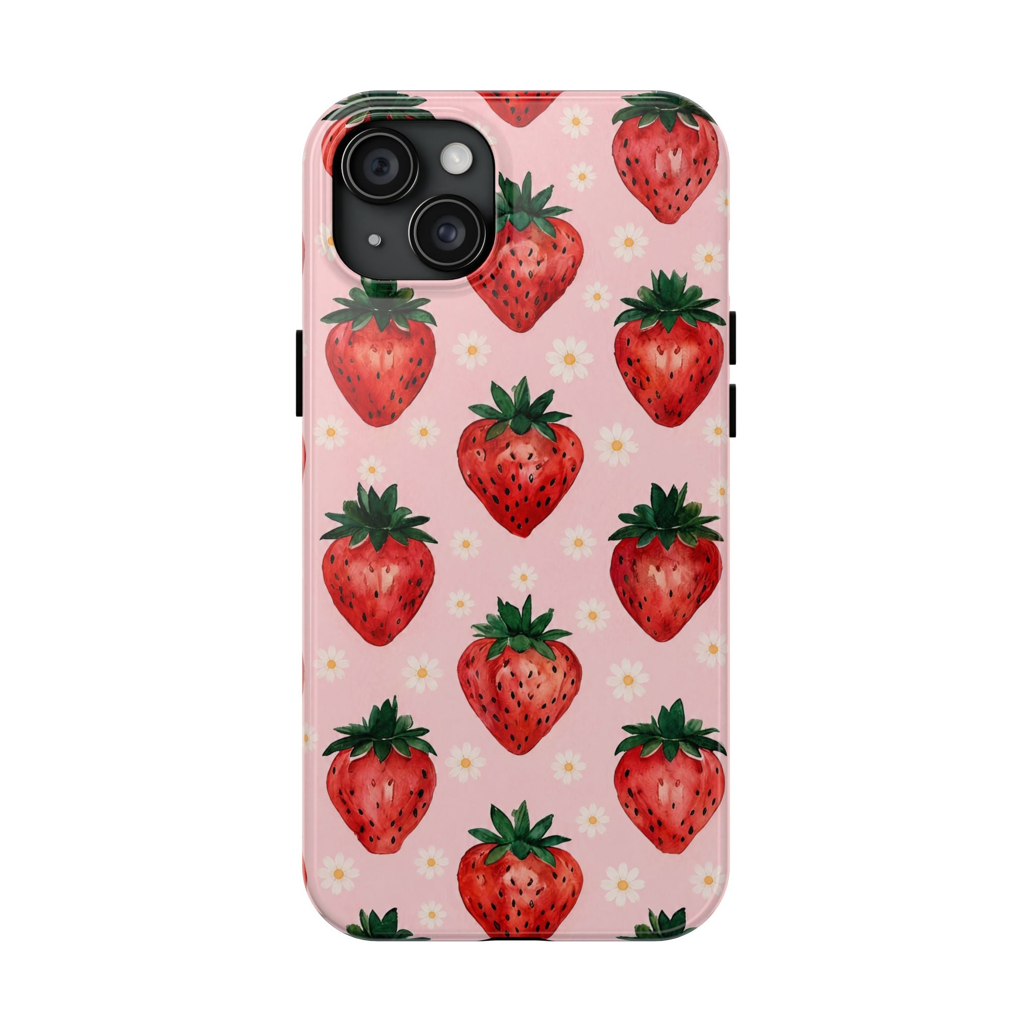 Strawberry Pattern Tough Phone Case — Cute Pink Fruit iPhone/Android Protection