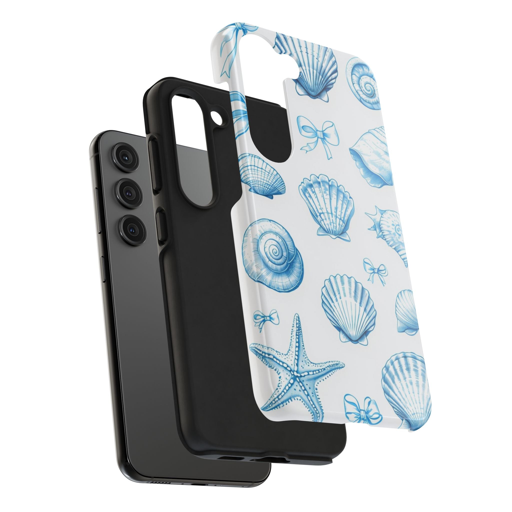Seashell Blue Tough Phone Case – Coastal Shell Pattern Protective Cover