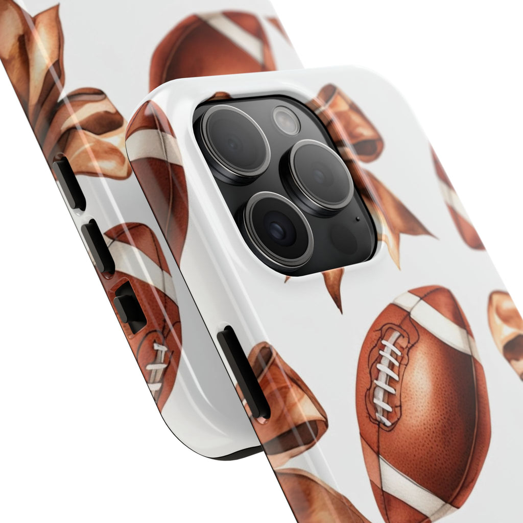 Tough Phone Case – Football & Bow Pattern