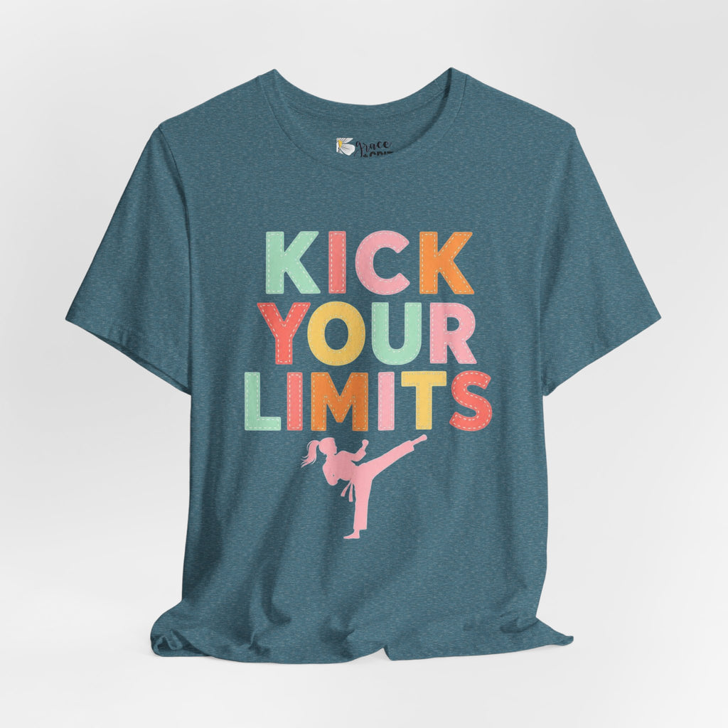 Kick Your Limits T-Shirt | Motivational Martial Arts Graphic Tee