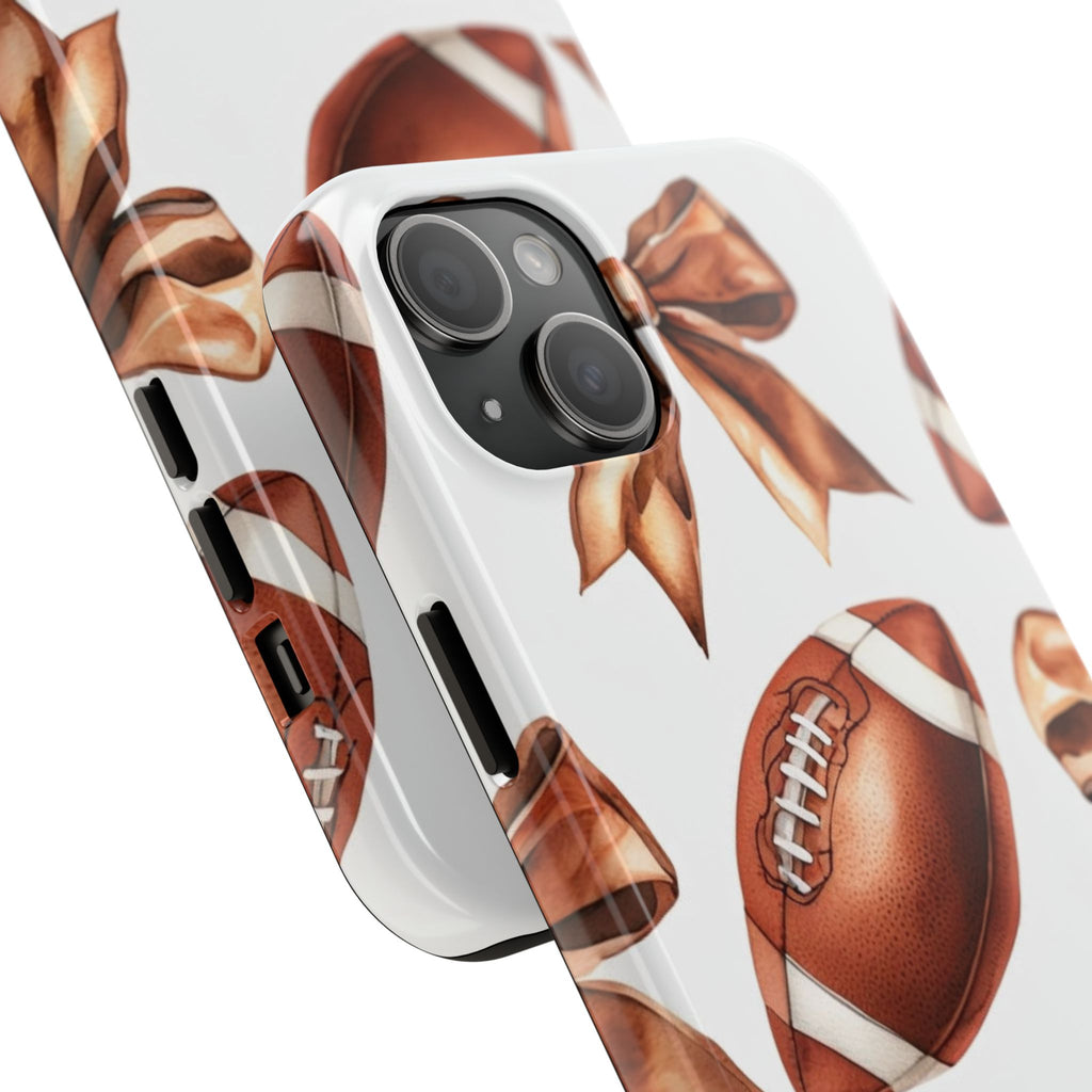 Tough Phone Case – Football & Bow Pattern