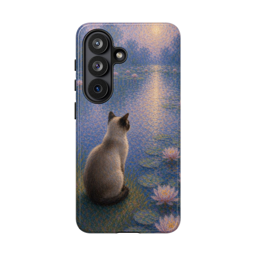Cat Moonlight Phone Case — Serene Siamese by Lily Pond