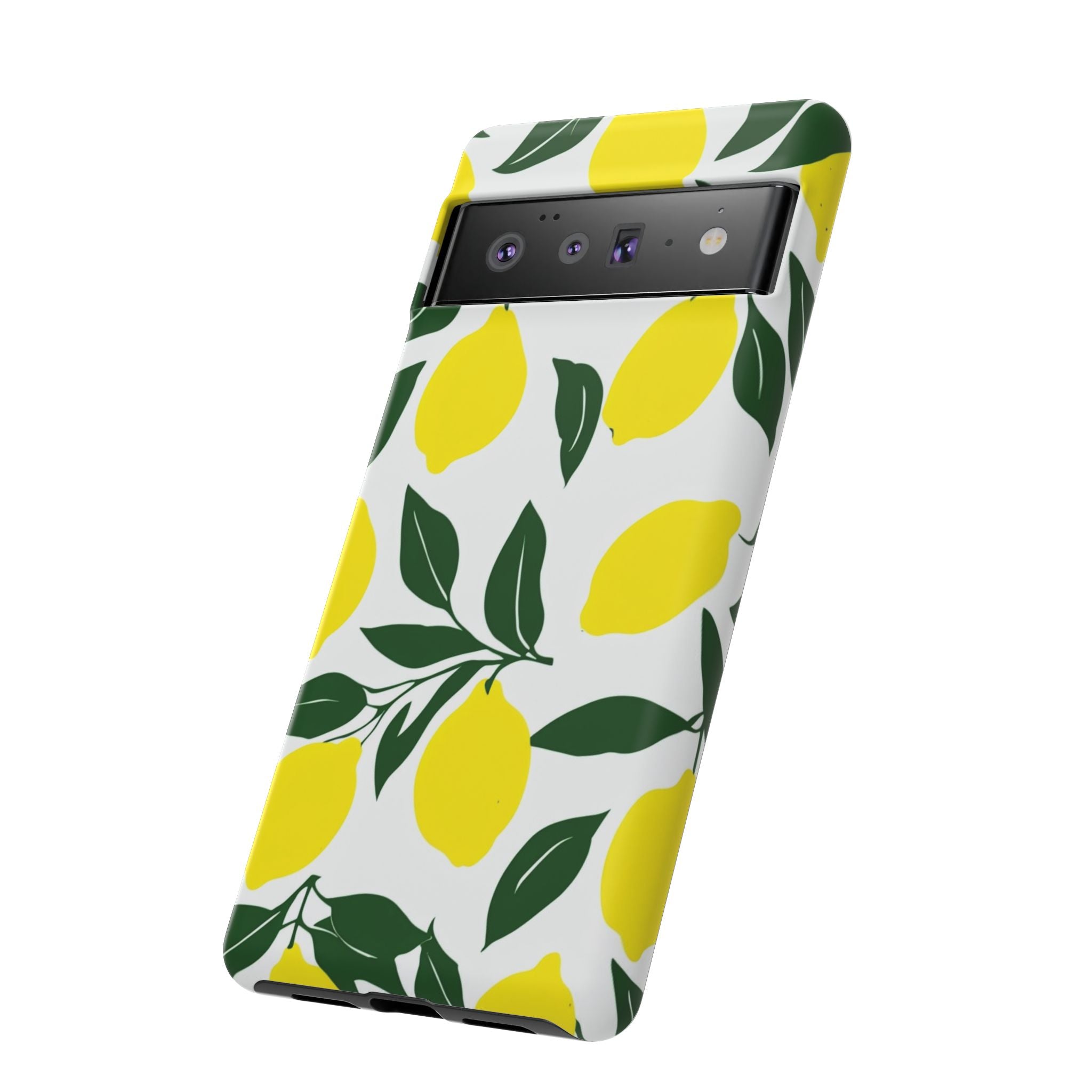 Lemon Pattern Tough Phone Case — Bright Citrus Protective Cover