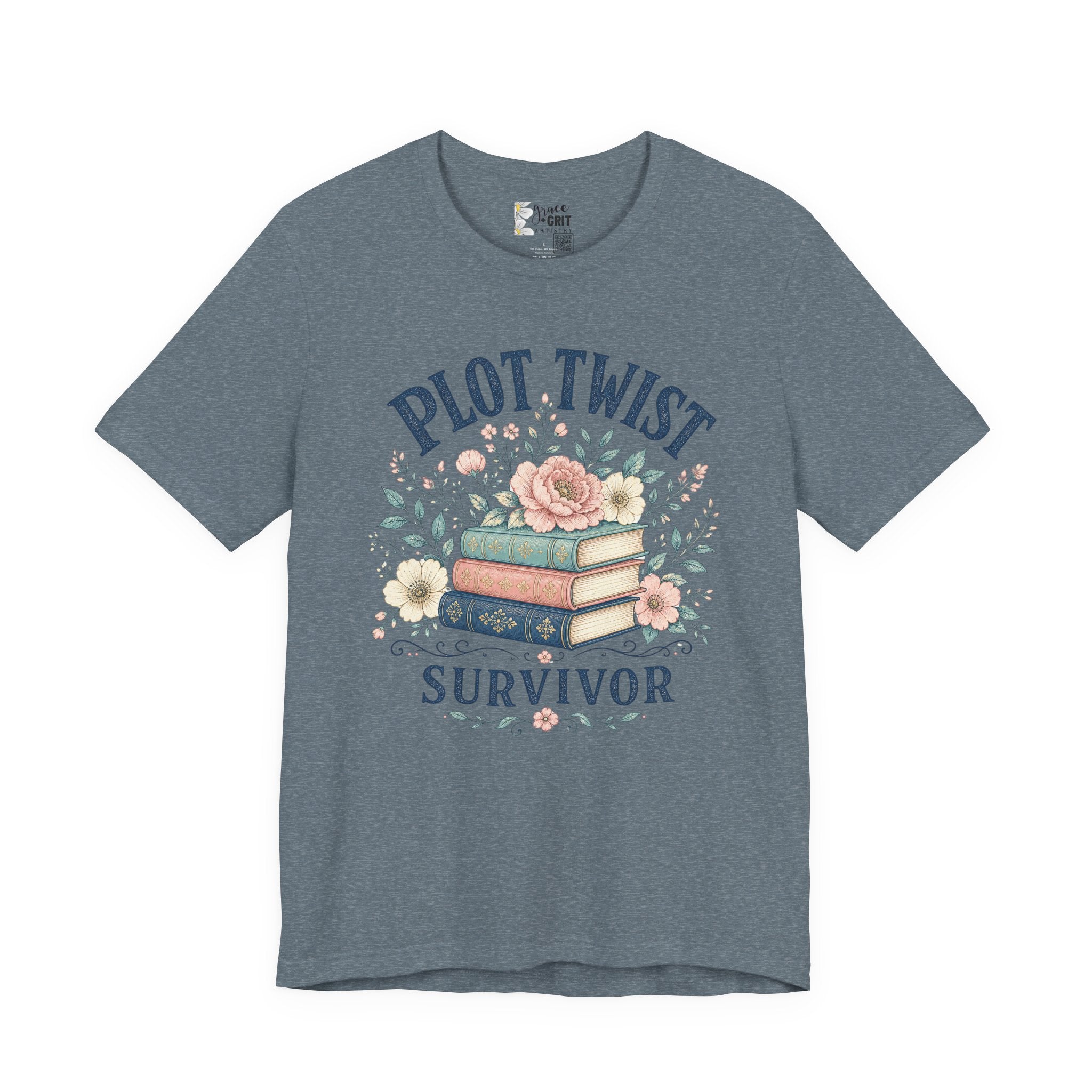 Plot Twist Survivor Tee — Floral Books Graphic T-Shirt for Book Lovers