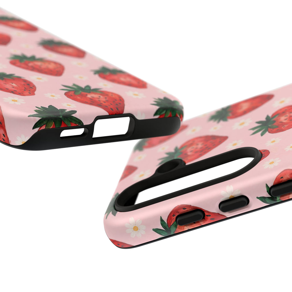 Strawberry Pattern Tough Case — Cute Pink Fruit Phone Case