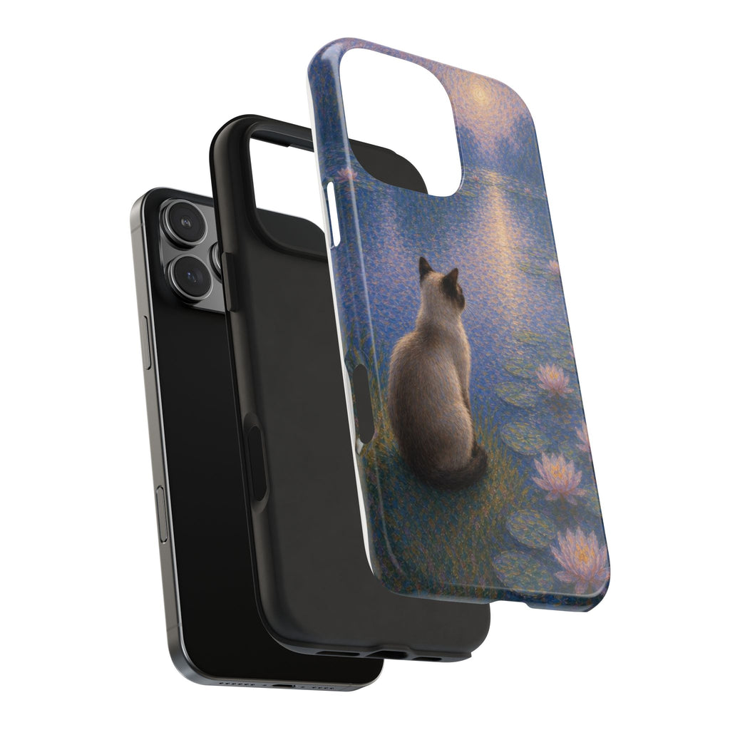 Siamese Cat by Moonlight Tough Phone Case – Waterlily Dream Protective Cover