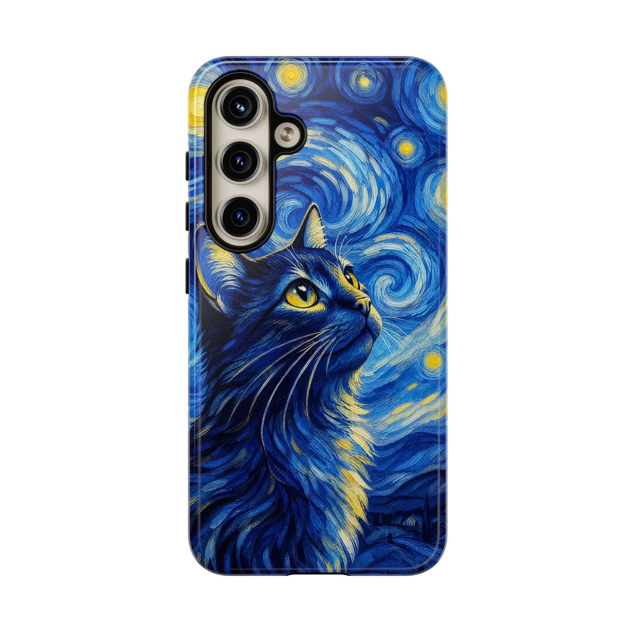 Starry Night Cat Phone Case — Van GoghStyle Blue Galaxy iPhone Cover
