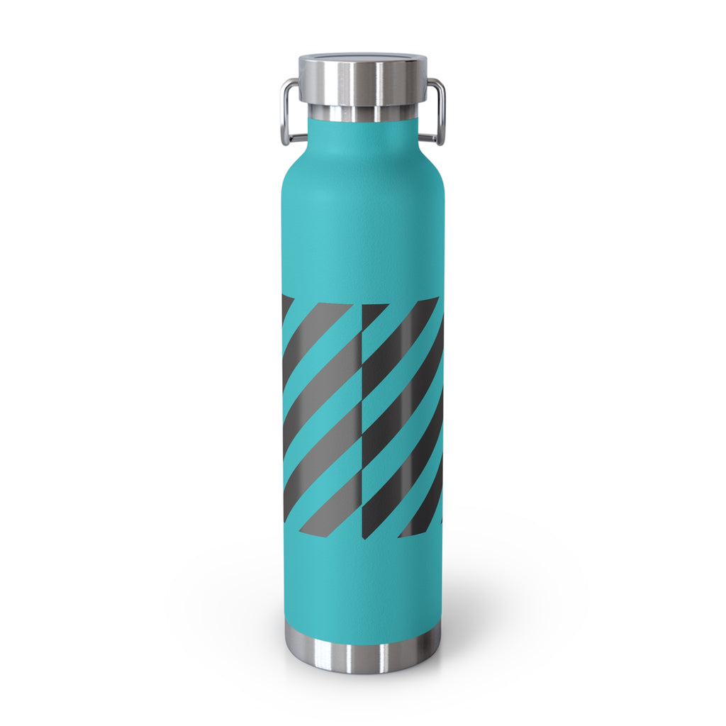 22oz Vacuum Water Bottle — Striped ‘Coffee, Hustle, More’ Insulated Stainless Flask