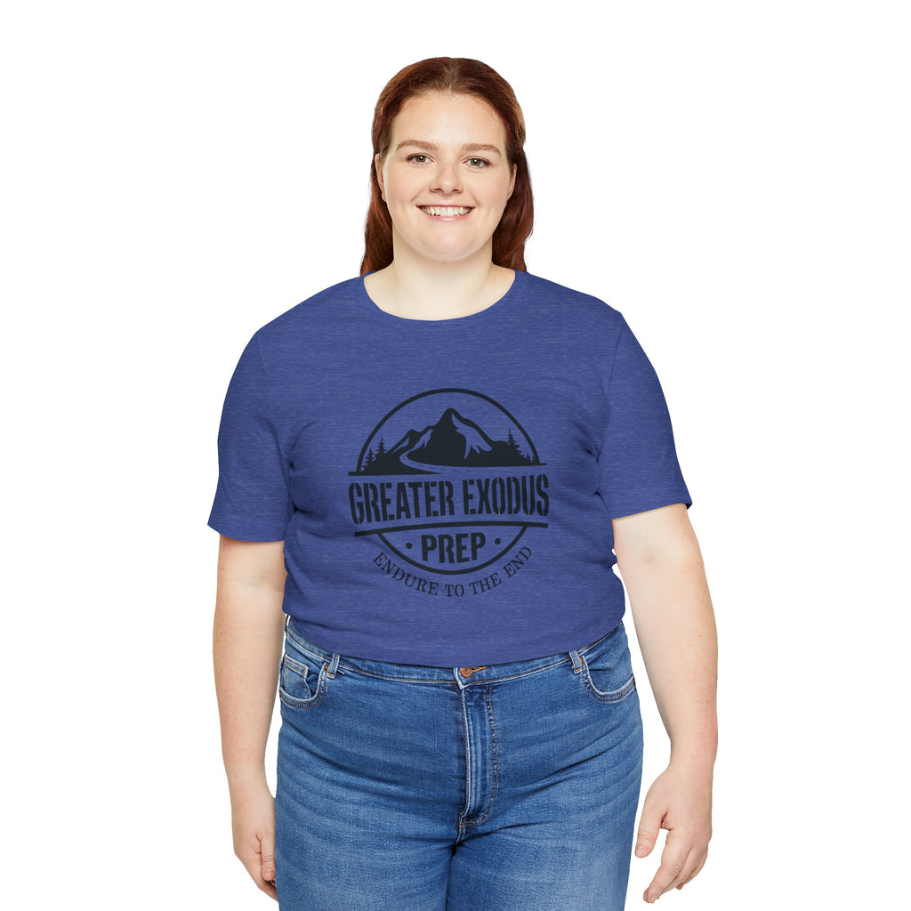Greater Exodus Prep T-Shirt — Mountain Logo “Endure to the End” Adventure Tee