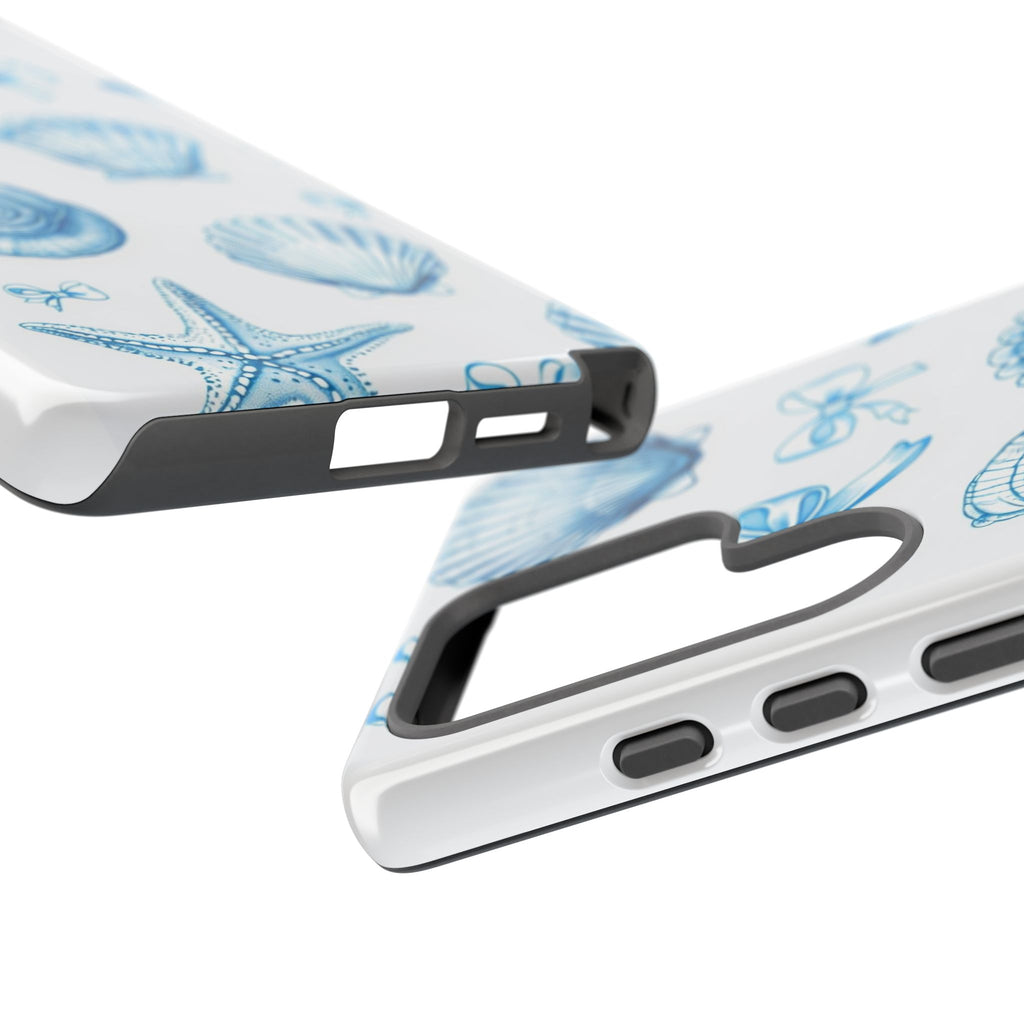 Seaside Shells Phone Case — Blue Nautical Shell & Starfish Pattern