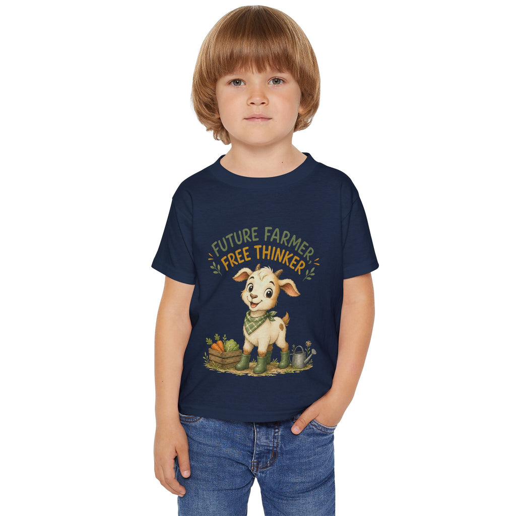 Future Farmer Toddler T-Shirt — Cute Goat "Future Farmer, Free Thinker" Kids Tee