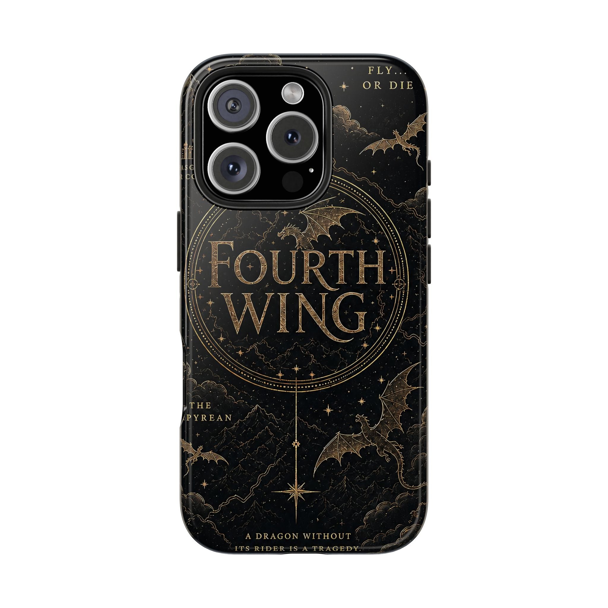 Fourth Wing Tough Phone Case — Dark Fantasy Dragon Design, 'Fly or Die' Quote